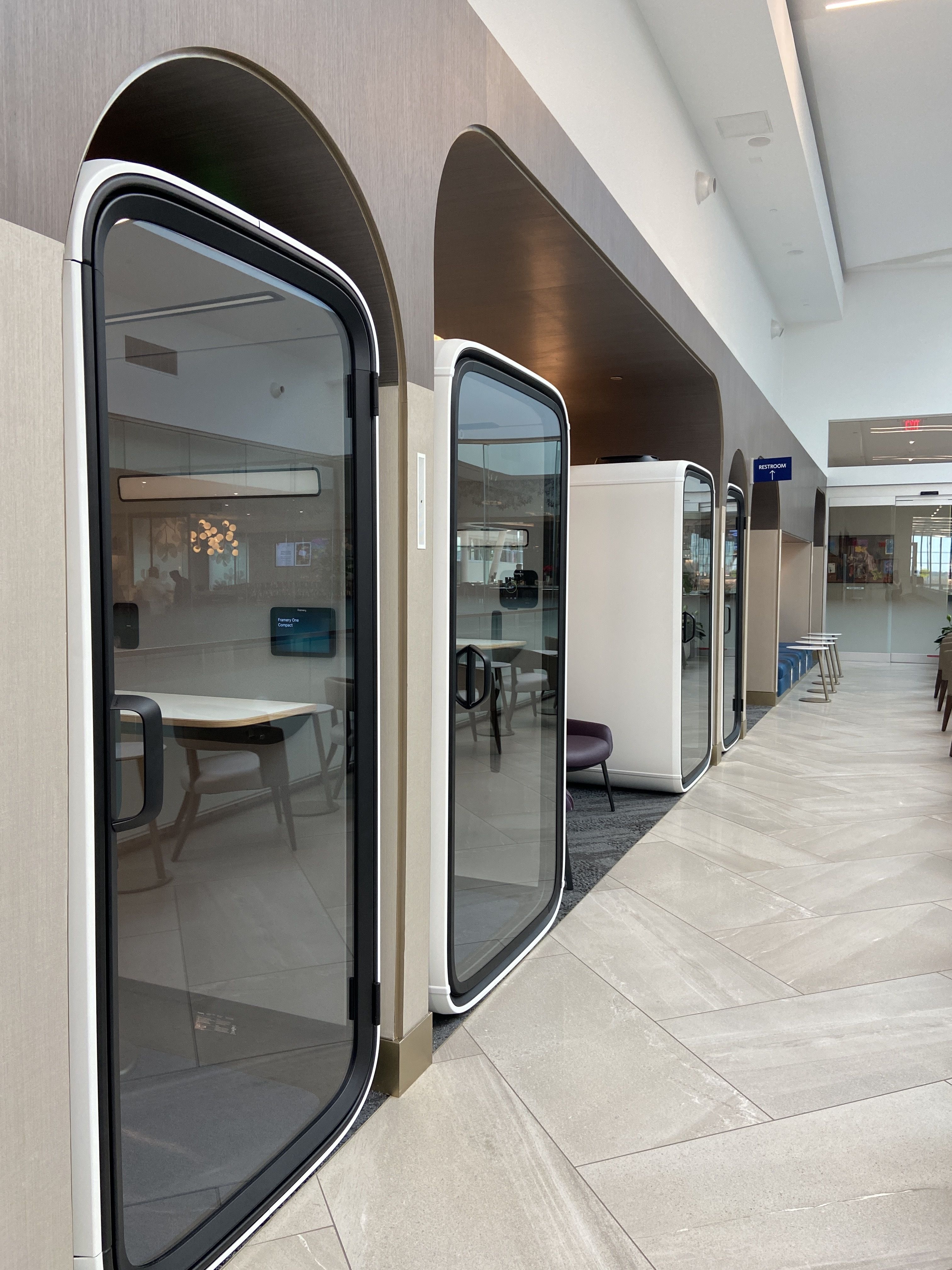 Phone booths at Delta's lounge at CLT.
