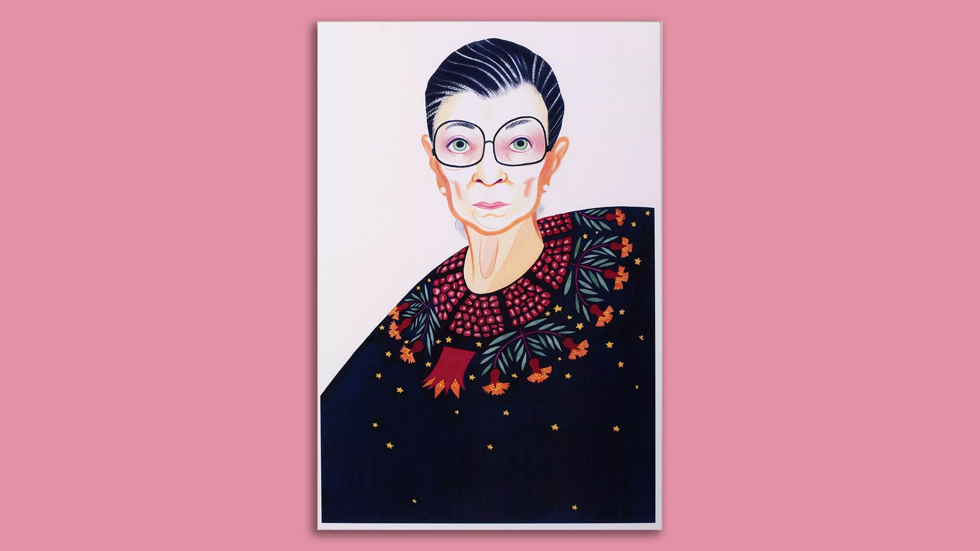 "RBG," by artist Eleanor Davis, hung in the justice's chambers. Photo courtesy The Potomack Company
