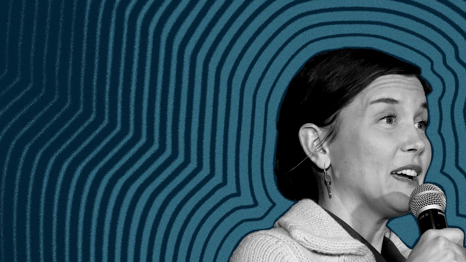 Photo illustration of Salt Lake City Mayor Erin Mendenhall with lines radiating from her.