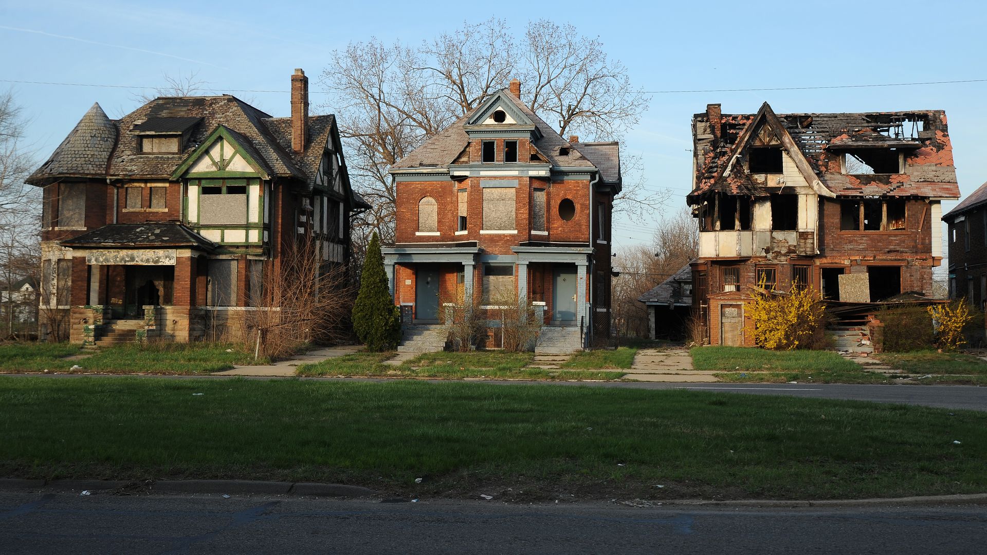 Abandoned houses in Detroit, Michigan.