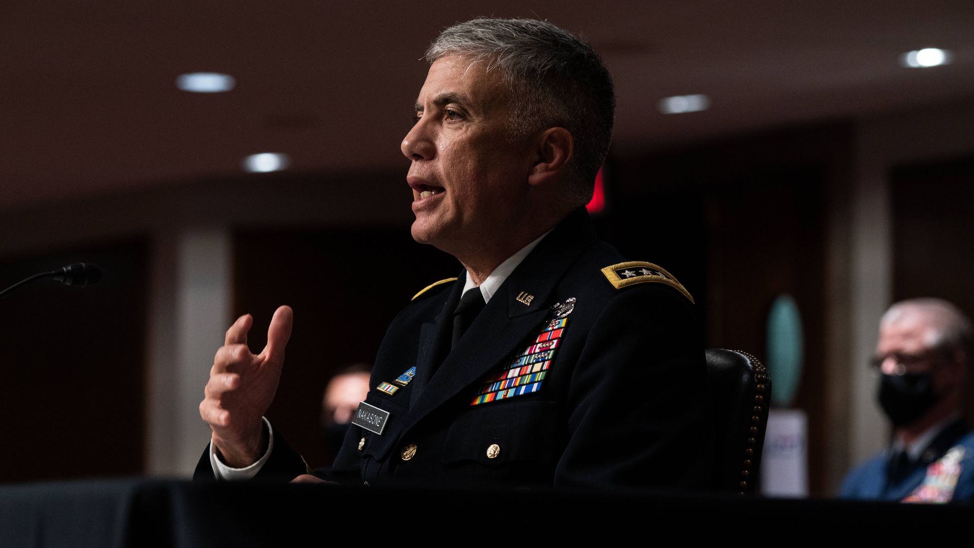 Gen. Paul Nakasone, commander of the U.S. Cyber Command, speaking before the Senate Armed Services Committee on March 25.
