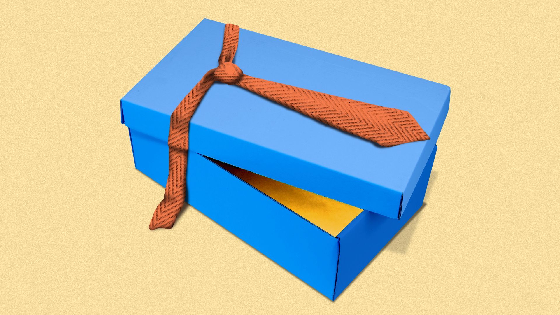 Illustration of an open gift box with a neck tie for a bow