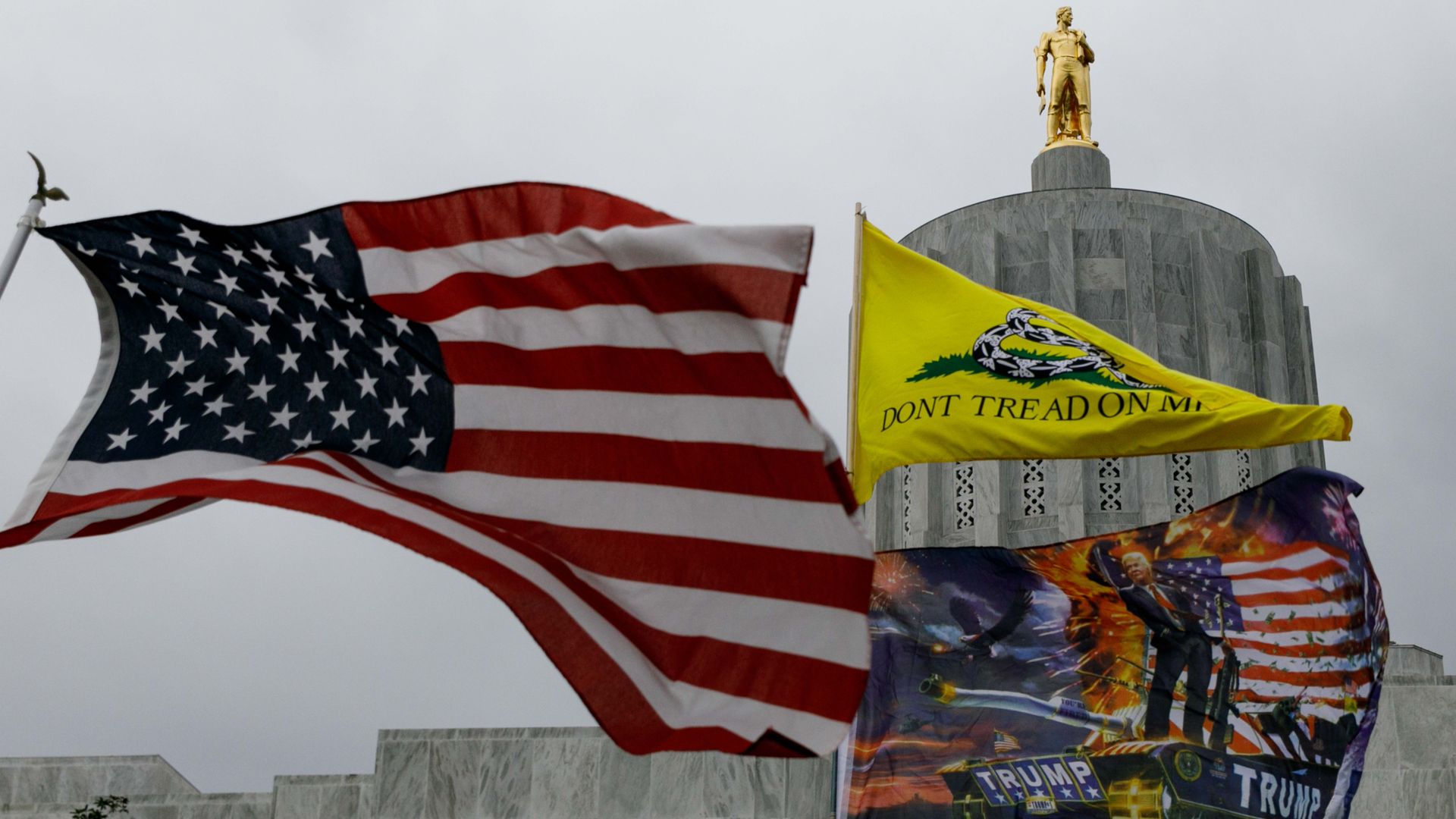 President Donald Trump's supporters stage a protest against Presidential Election's result in Oregons State Capital, Salem, Oregon, United States on January 1