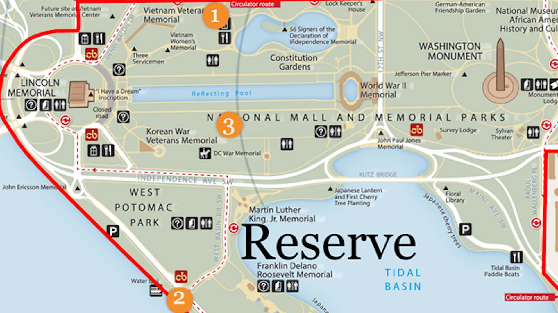 Map of potential sites for the Global War on Terrorism Memorial 