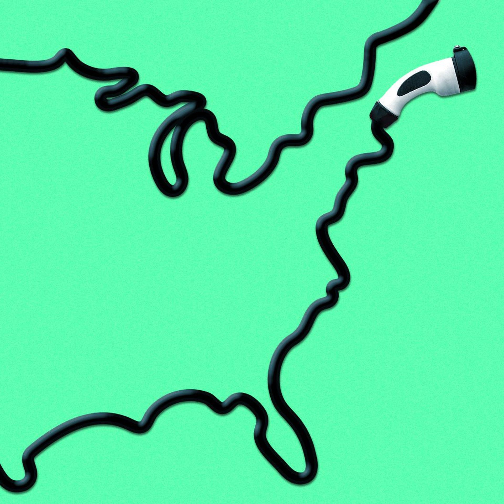 Illustration of an EV charger cord forming the outline of the continental US.