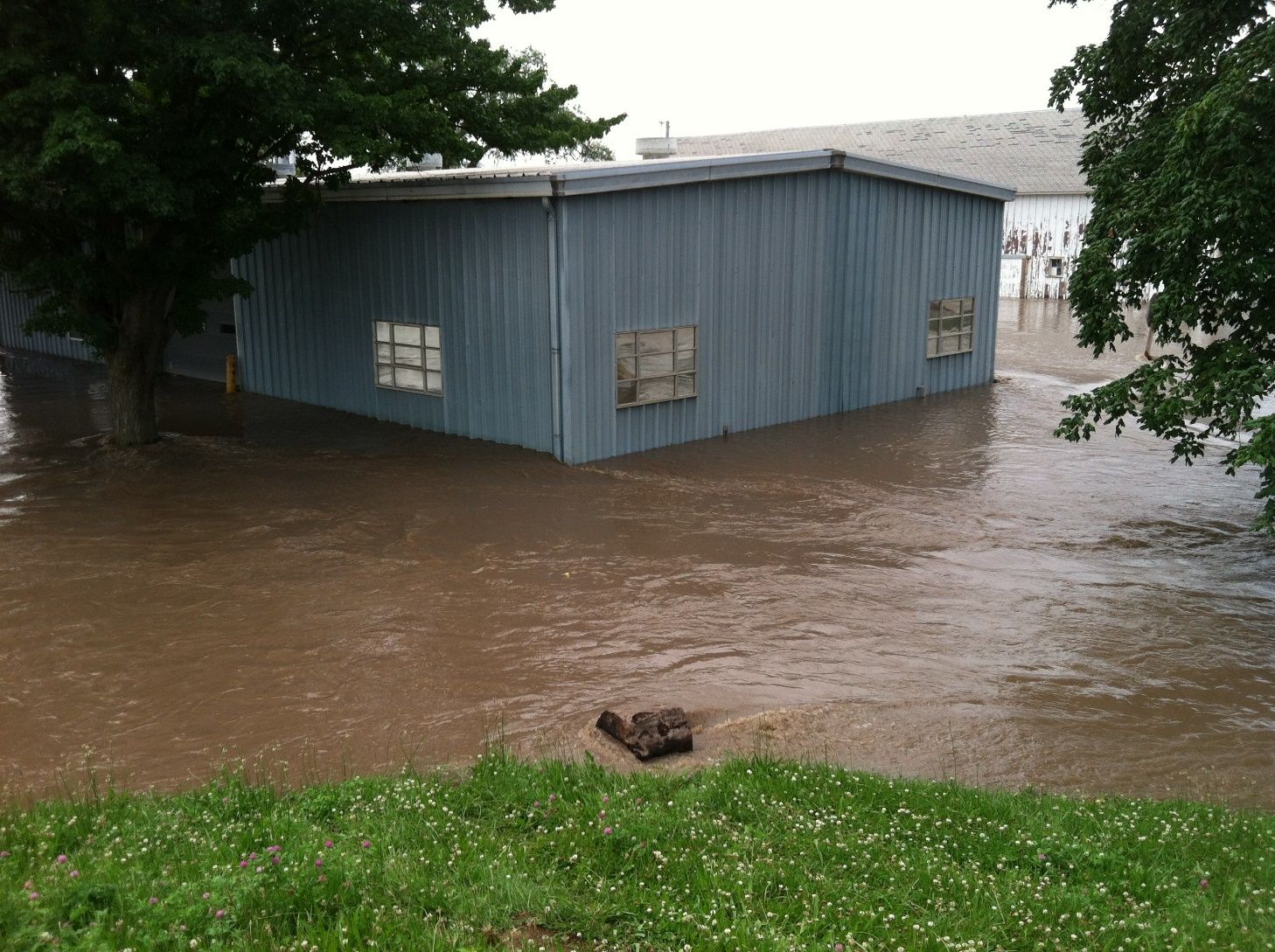 Des Moines Water Works' flooded storage building.