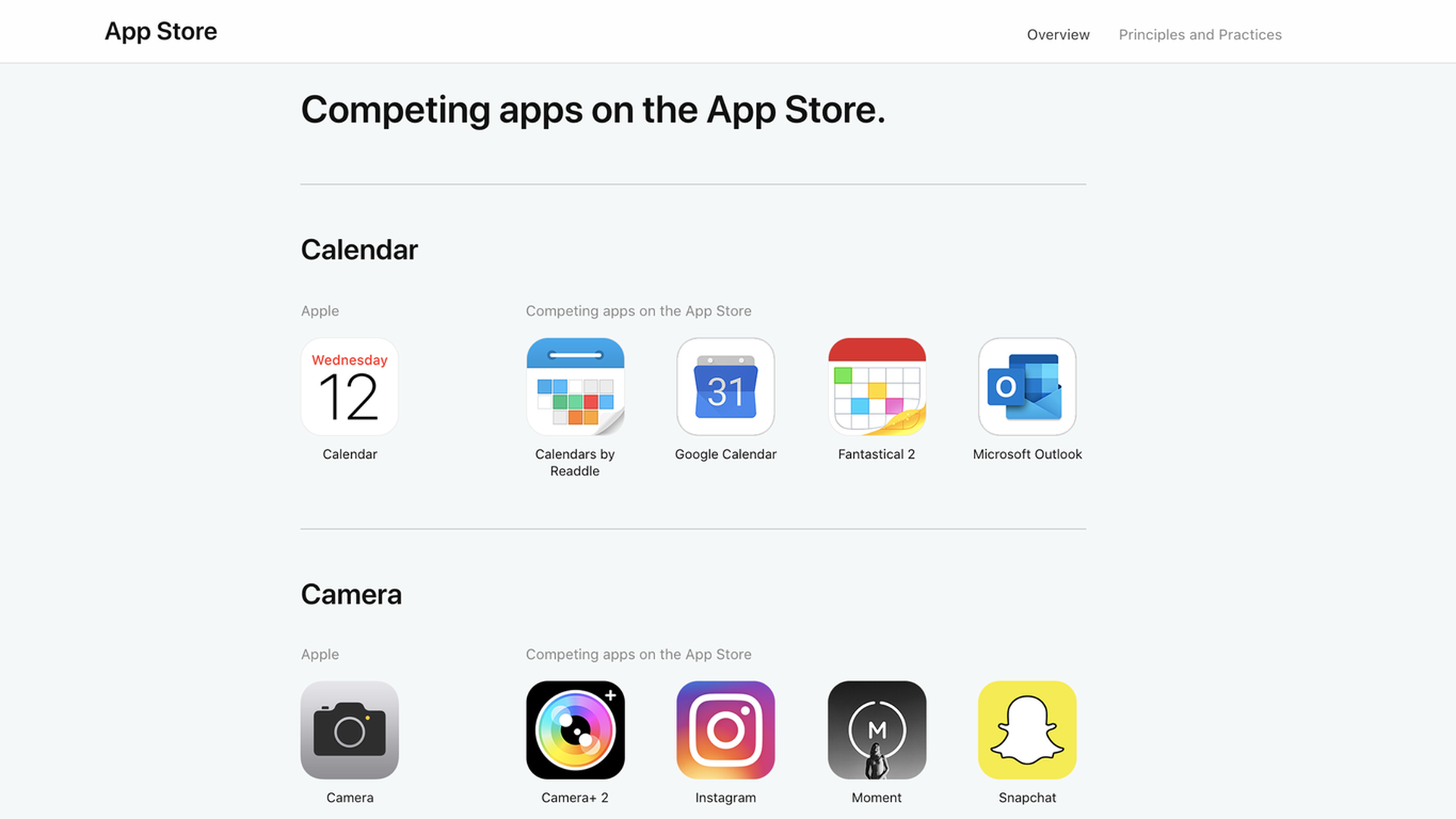 Screenshot of Apple appstore apps. 