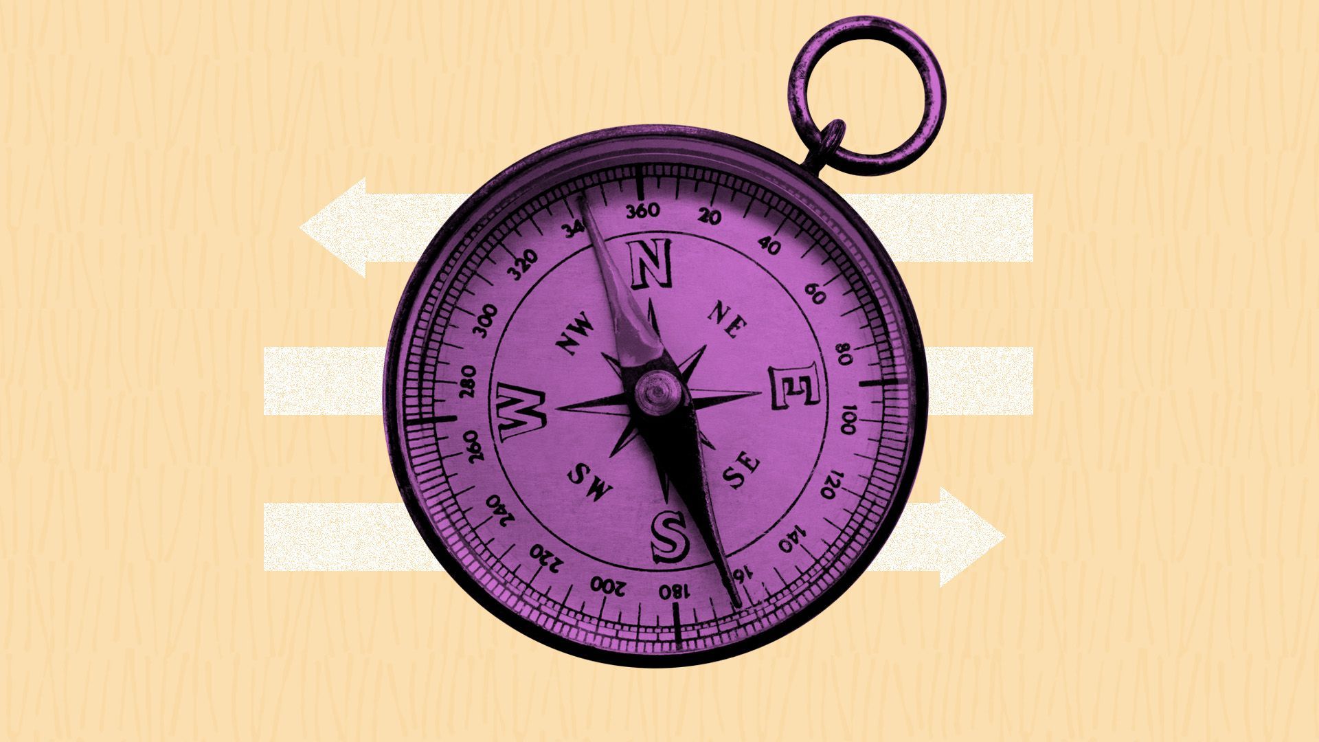 Illustration of a compass with arrows behind it