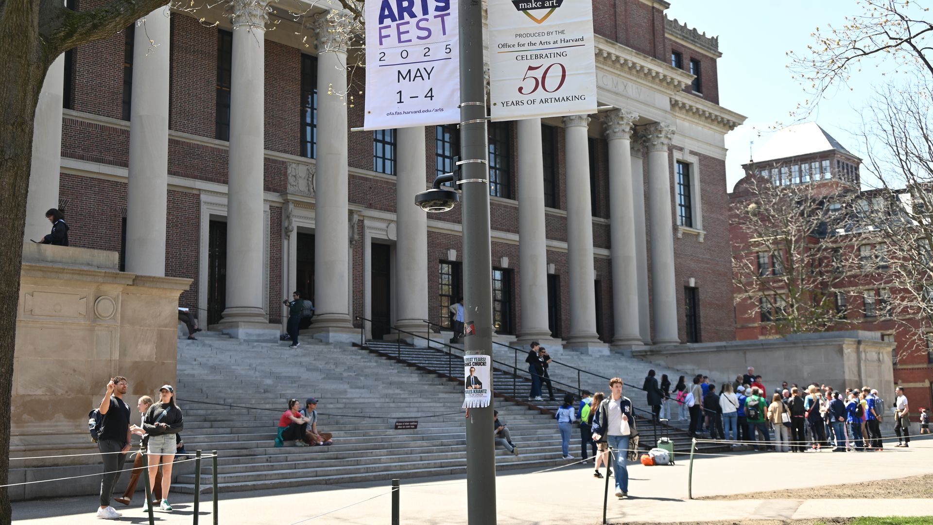 CAMBRIDGE, MASSACHUSETTS, UNITED STATES - APRIL 22: A view of Harvard University in Cambridge, Massachusetts, United States, on April 22, 2025. The university filed a lawsuit against the Trump administration following the federal government's decision to freeze $2.2 billion in grants. The administra