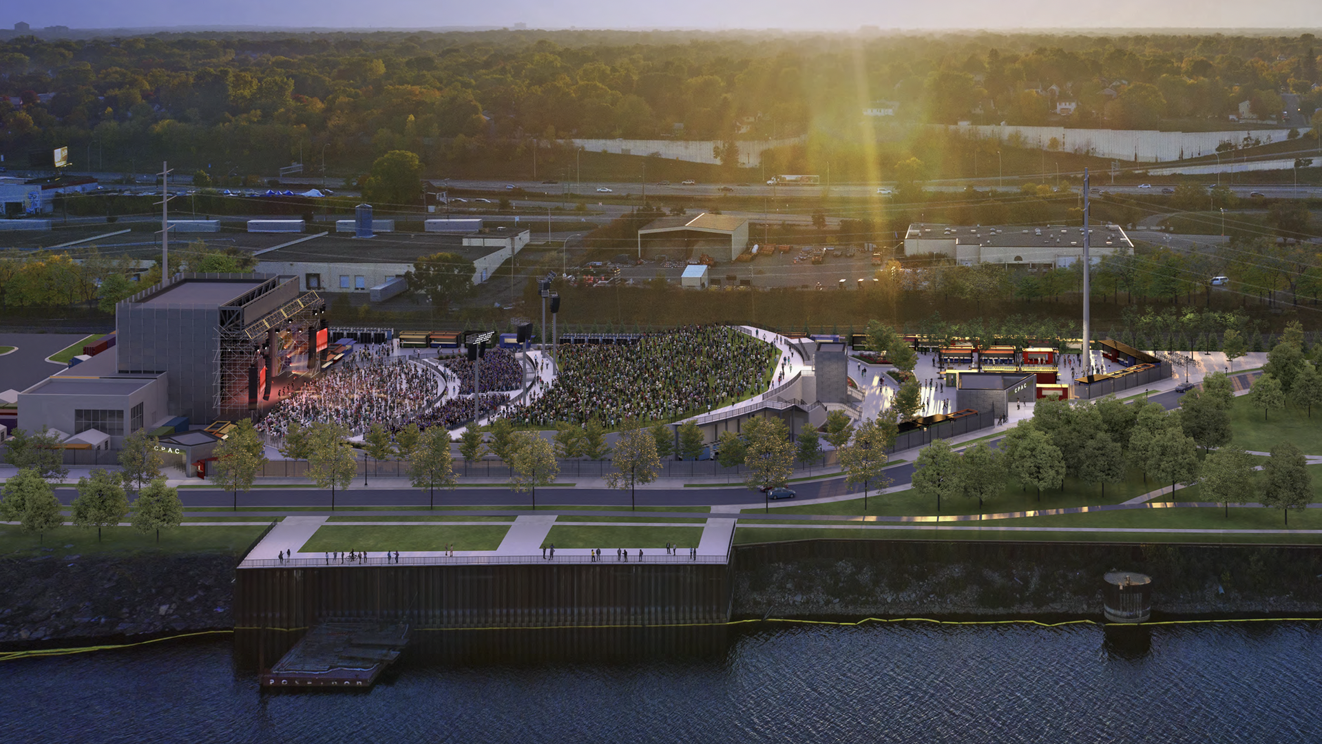 A rendering of an amphitheater