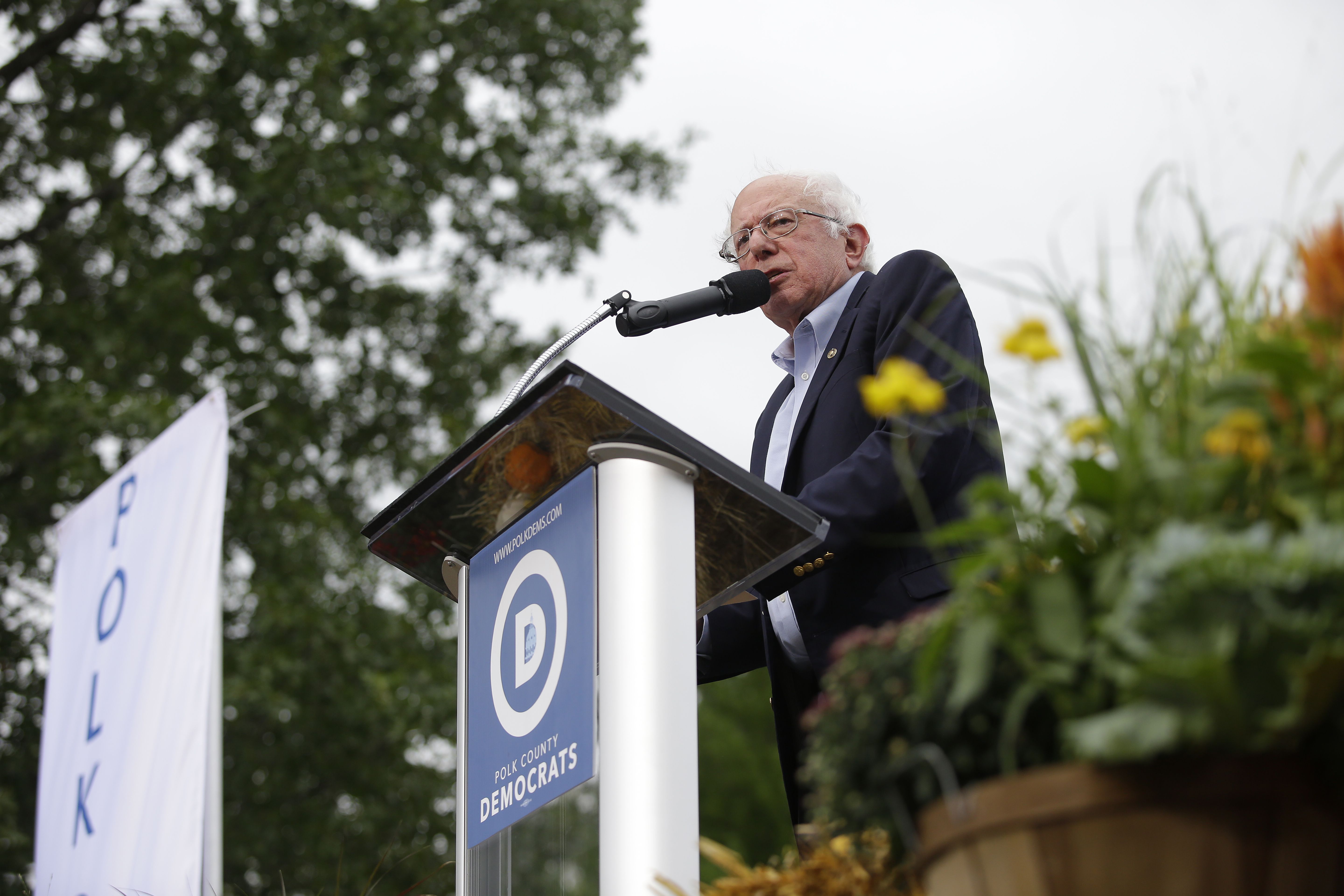 Democratic presidential candidate, U.S. Sen. Bernie Sanders (I-VT) speaks during the Democratic Polk County Steak Fry on September 21, 2019 in Des Moines, Iowa. 