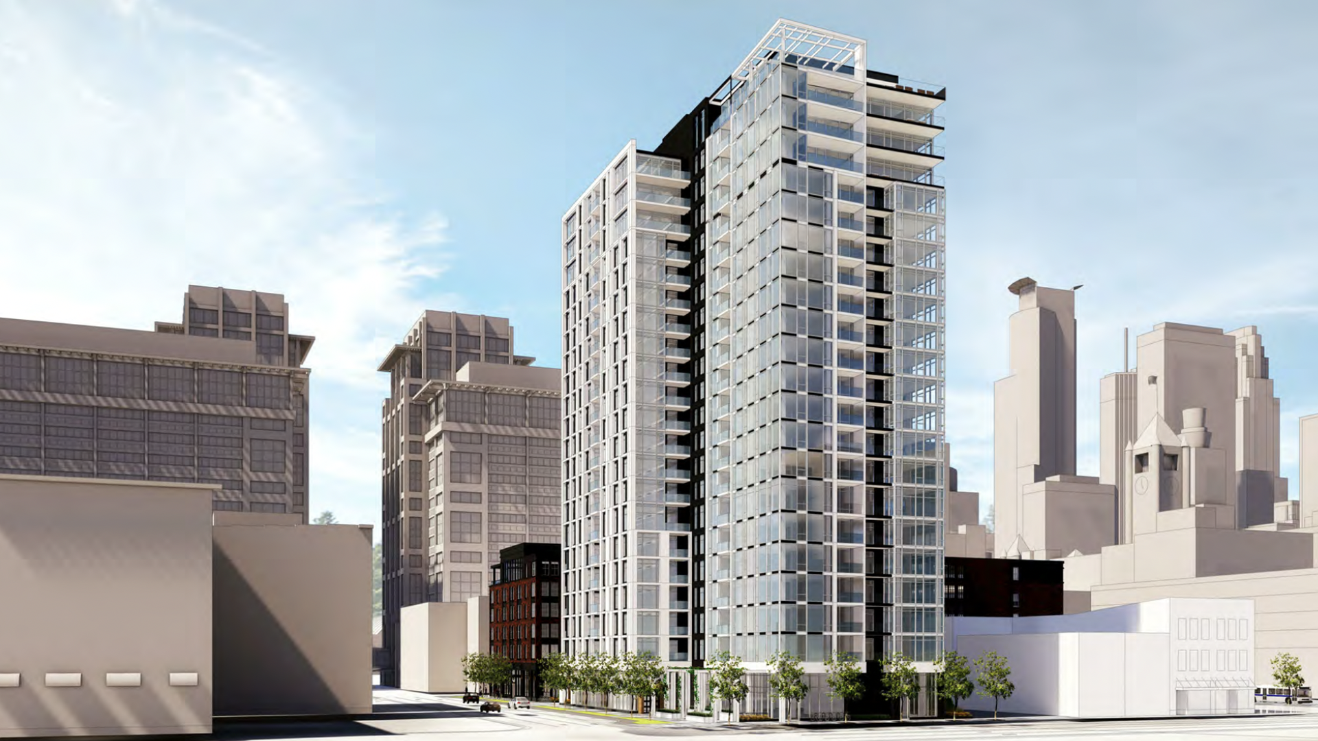 Rendering of a mixed-use complex in downtown Minneapolis.