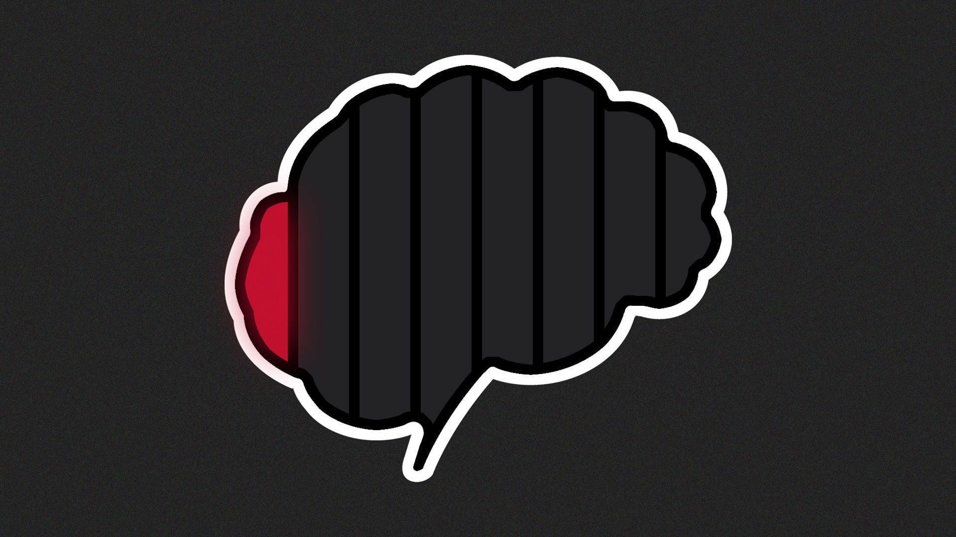 A photo of a depleted brain with a red bar to the left hand side showing it's close to empty.