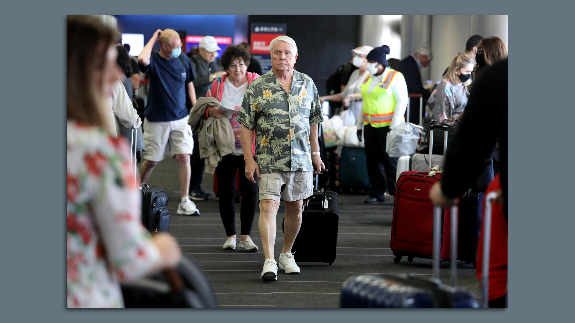 An airport traveler.