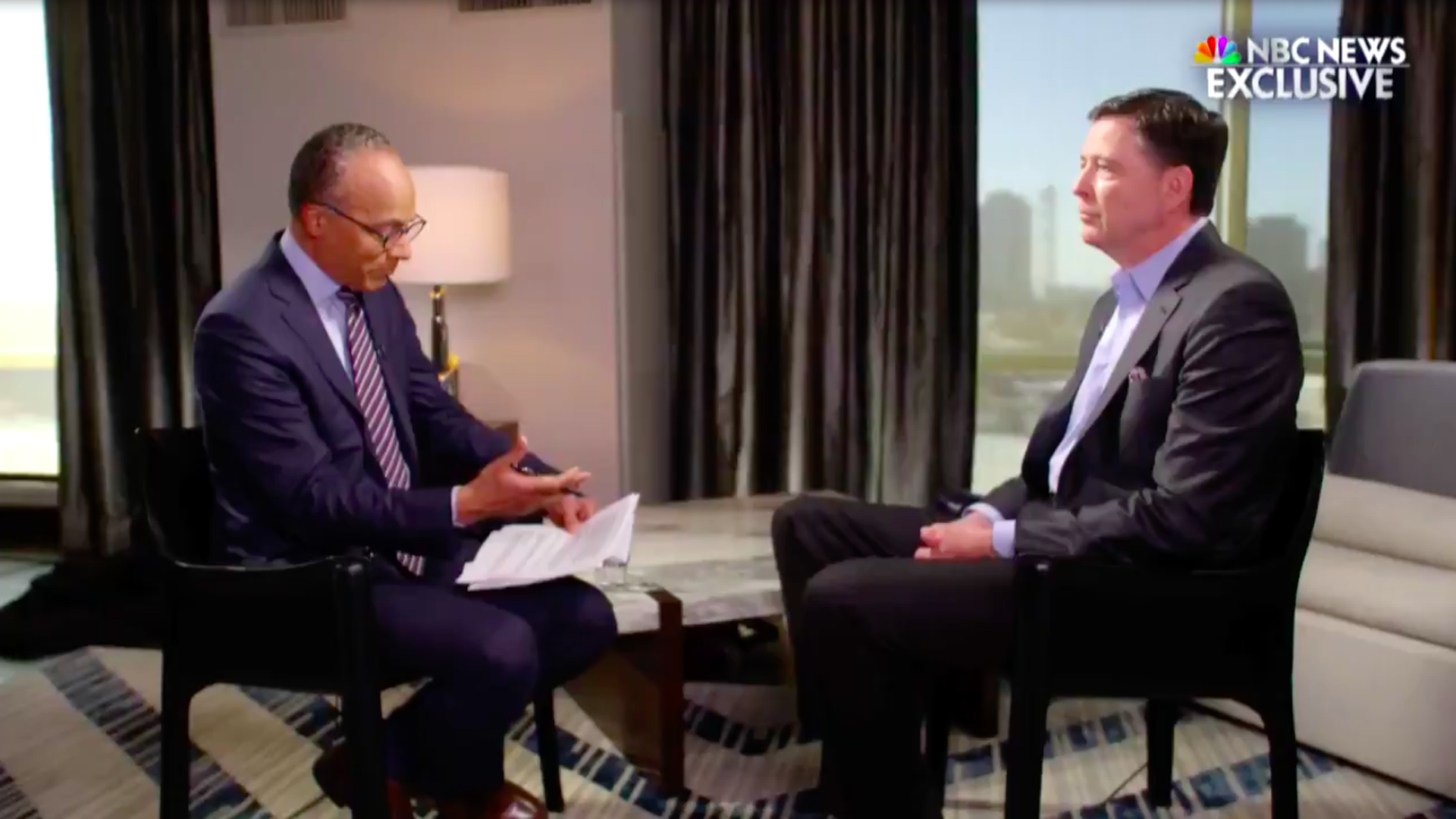 Former FBI Director James Comey and NBC Nightly News anchor Lester Holt 