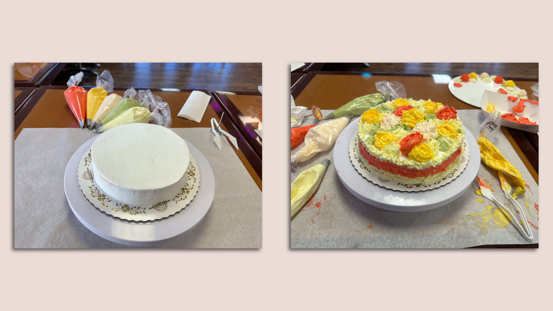 photo of cake before and after