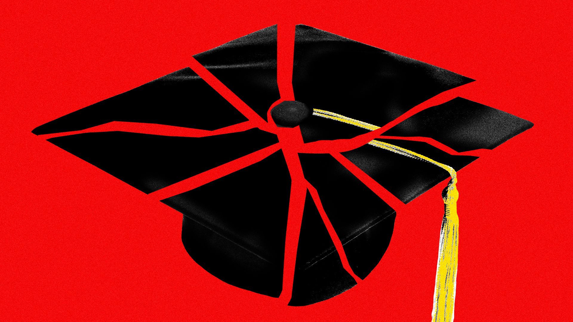 Illustration of a cracked mortar board.