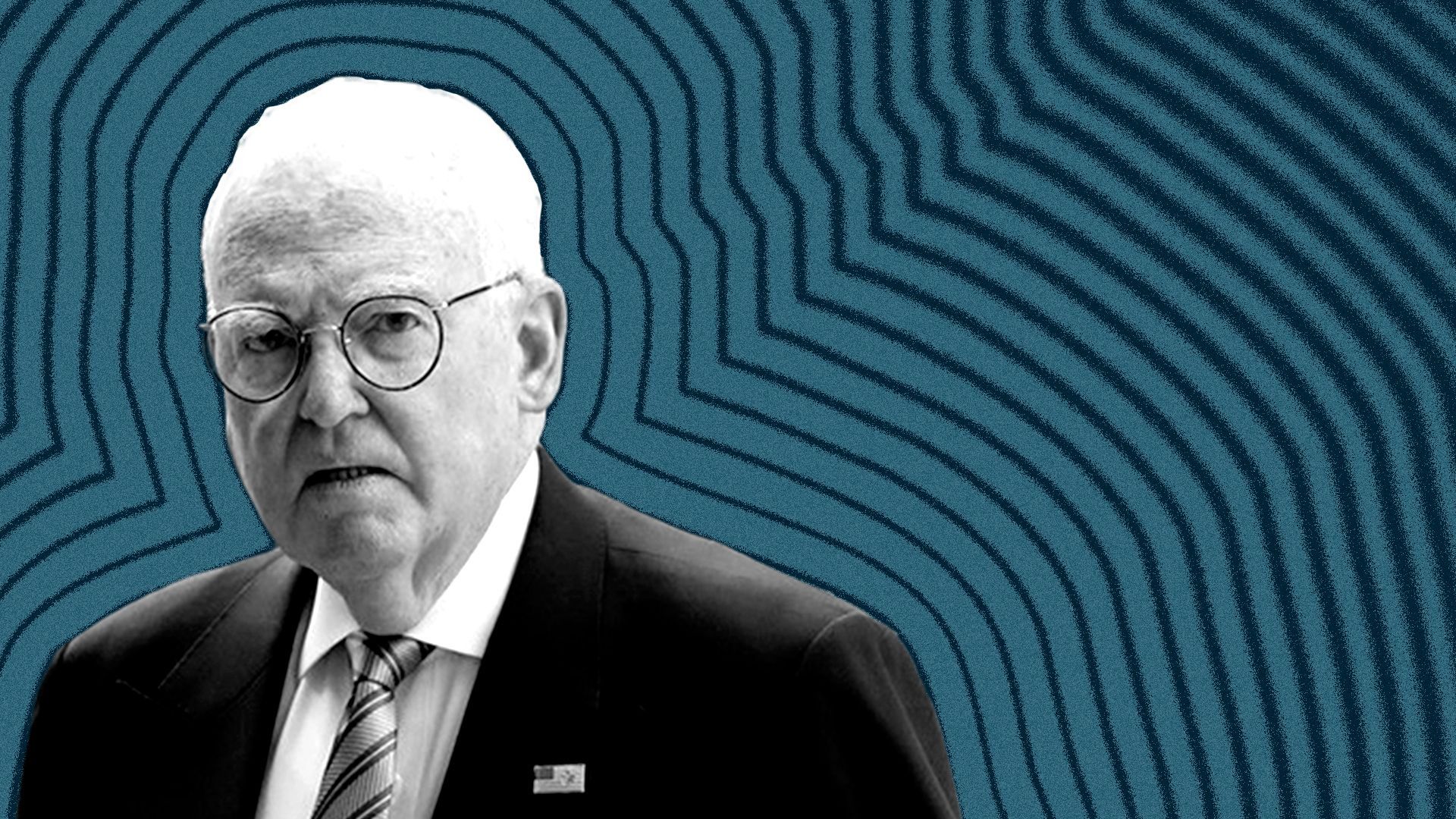 Photo illustration of Ed Burke with lines radiating from him.