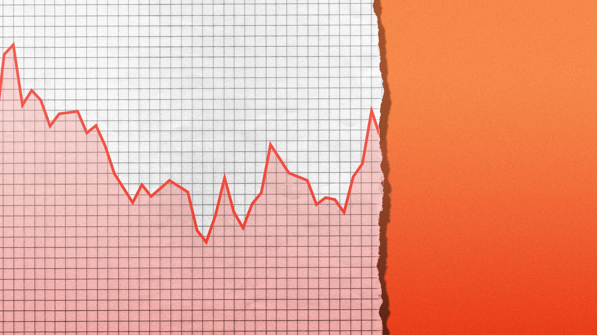 Illustration of a torn line chart.