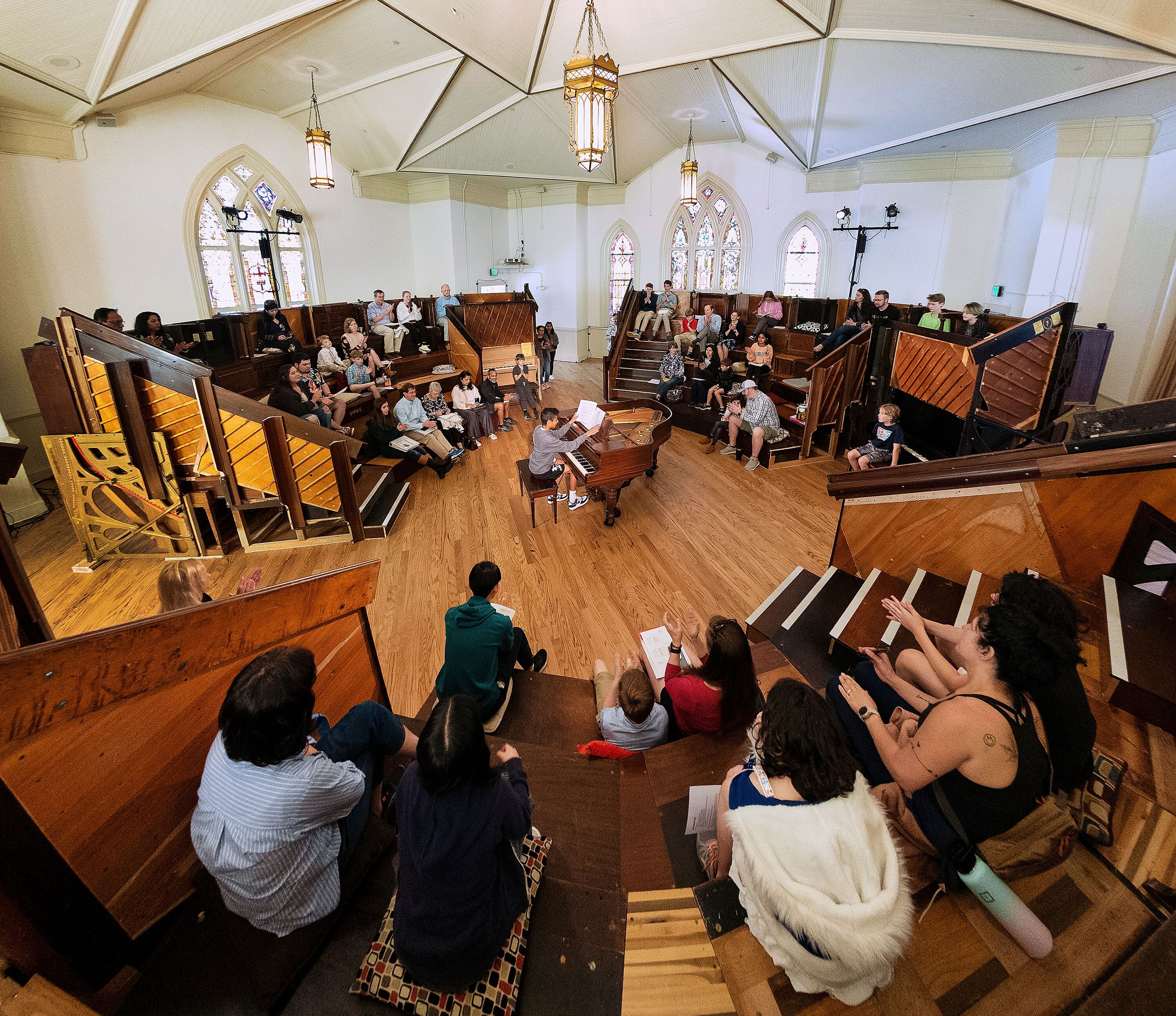 piano player in a church