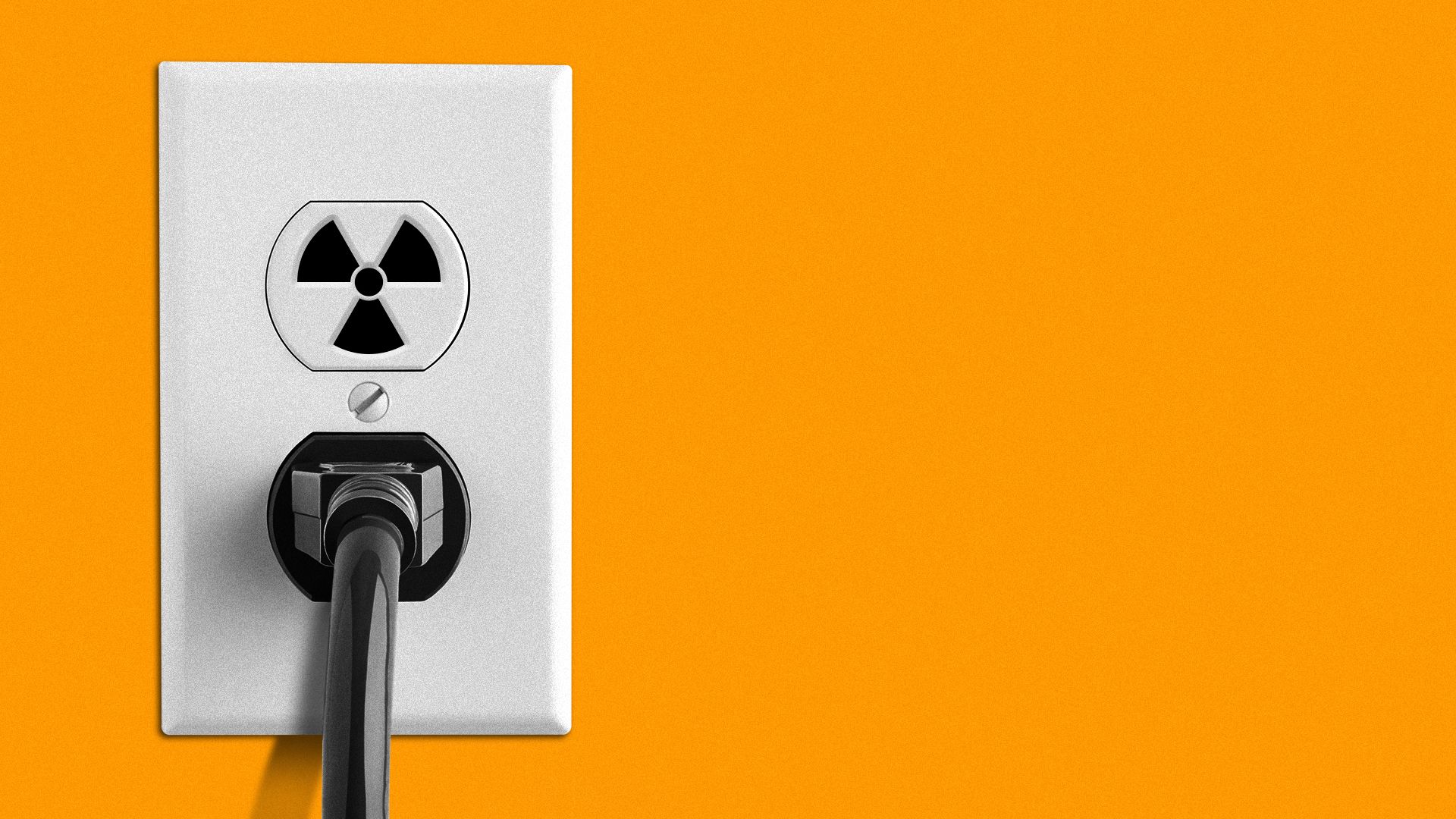 Illustration of a power outlet with a nuclear symbol-shaped outlet.