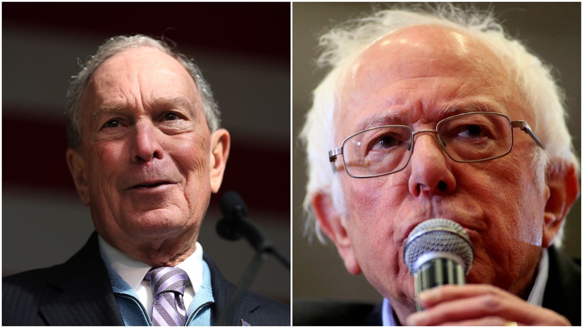 Bloomberg and Sanders in a split-screen.
