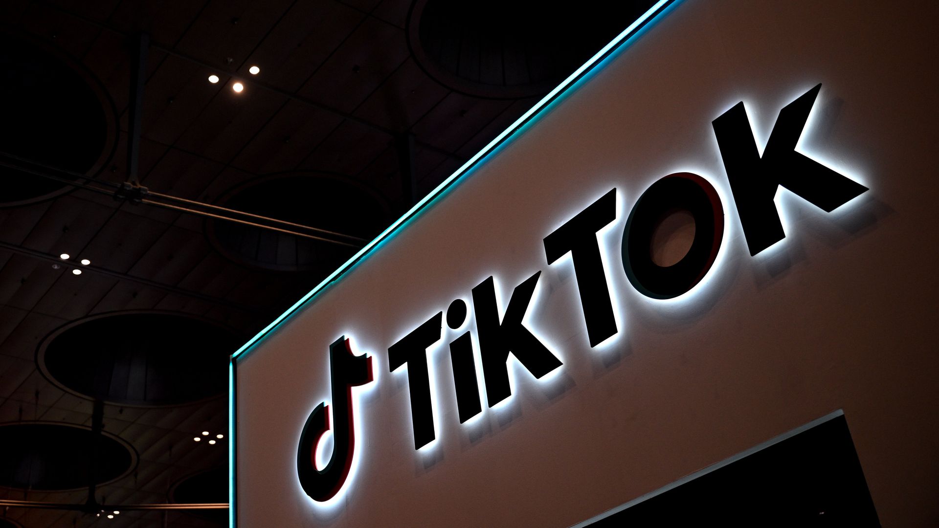 TikTok's logo in Doha, Qatar, in February 2024.