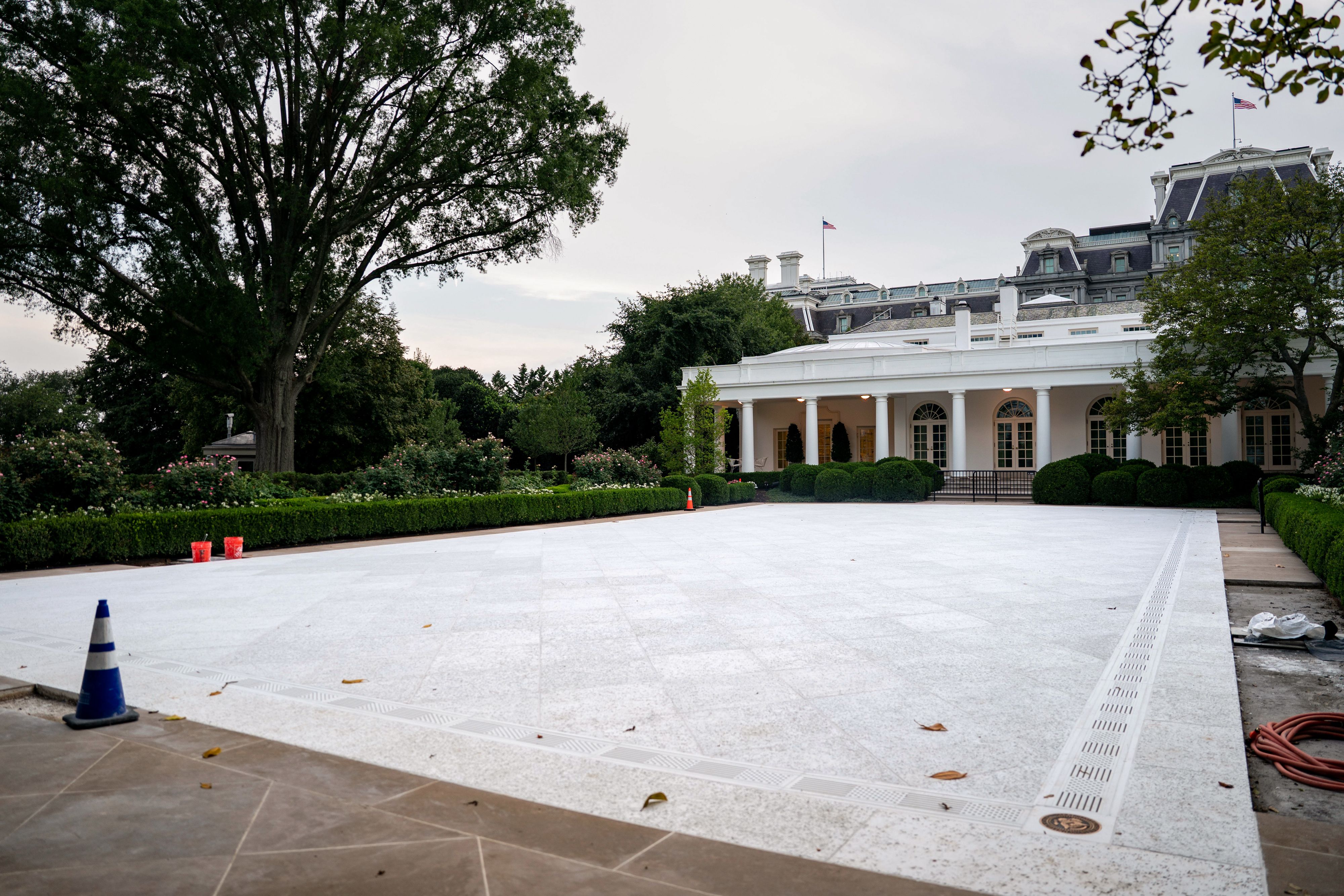 The Rose Garden of the White House in Washington, DC, US, on Tuesday, July 29, 2025. US President Donald Trump touted landmark agreements with Japan and the European Union in the past week, adding to pacts with a handful of smaller economies. Photographer: Bonnie Cash/UPI/Bloomberg via Getty Images