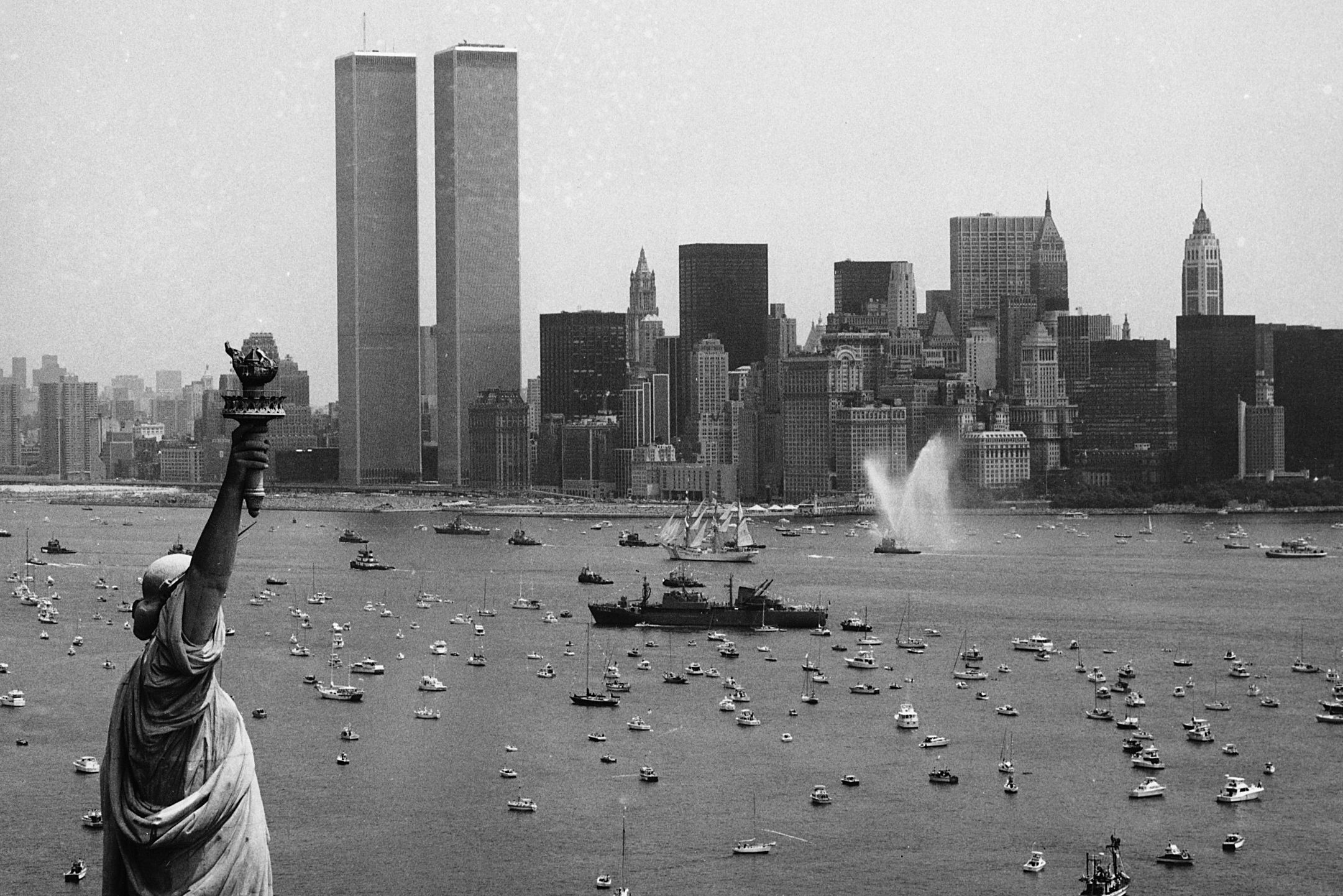  Ships participate in Operation Sail between the Statue of Liberty and the World Trade Center to celebrate the U.S. bicentennial in New York on July 4, 1976. (AP Photo/Eddie Adams, File)