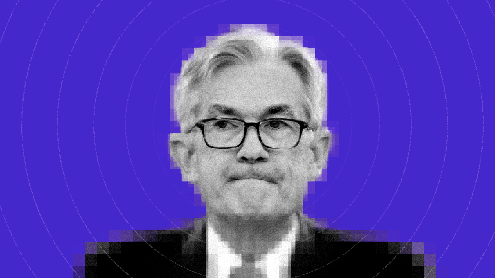 Animated photo illustration of Jerome Powell going in and out of focus. 