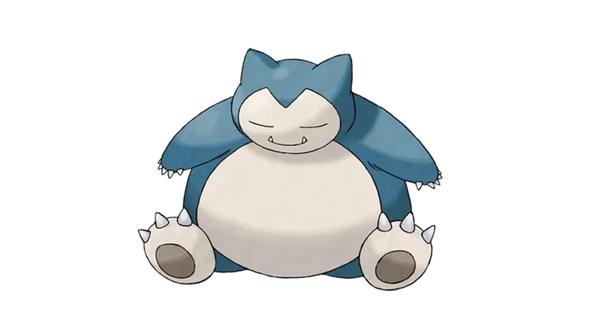 Illustration of the large Pokemon character Snorlax, who sits asleep with his arms out.