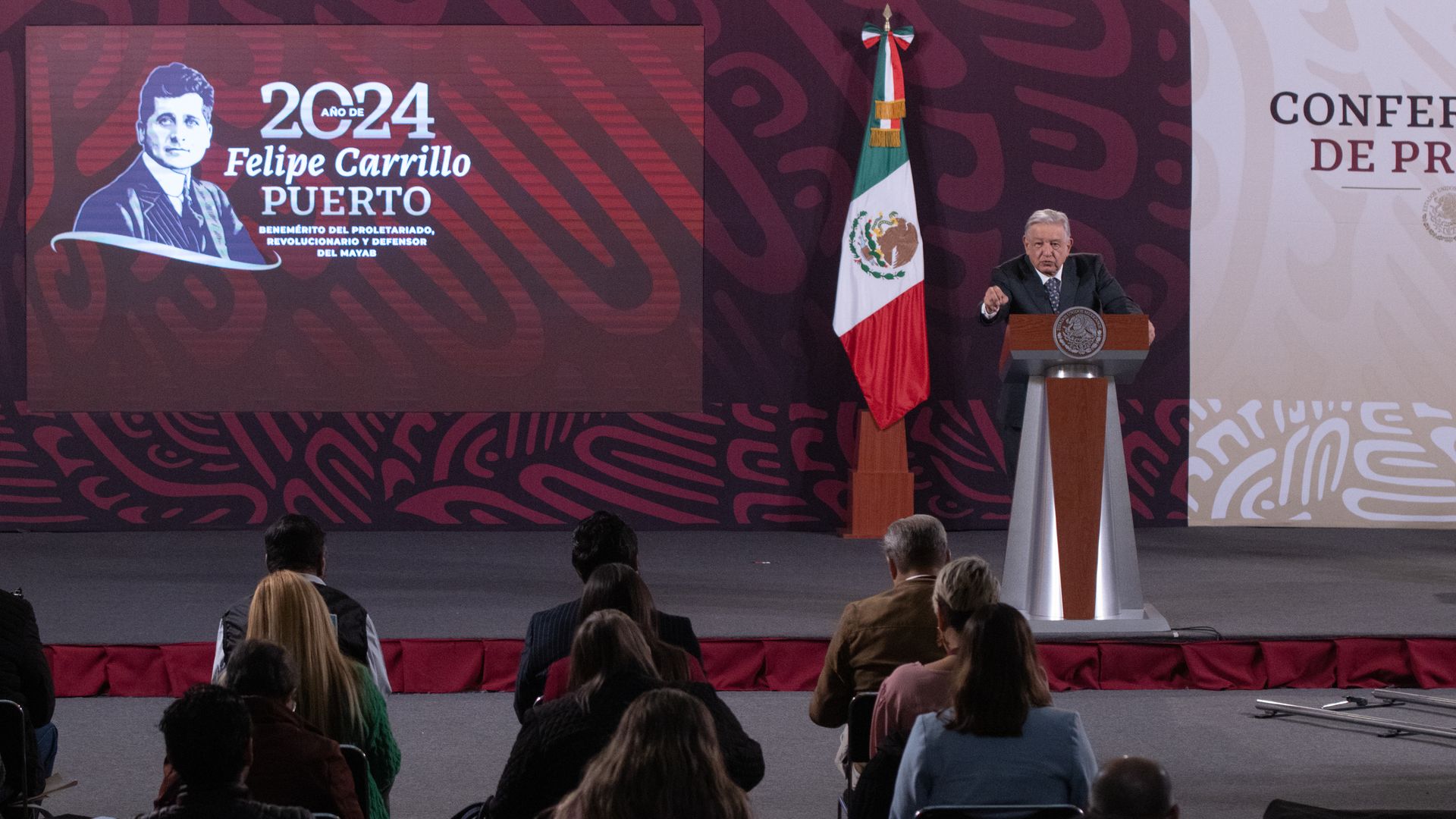 President Andrés Manuel López Obrador speaks during his daily morning news conference Feb. 9, 2024. Photo: Alex Dalton/ Eyepix Group/Future Publishing via Getty Images