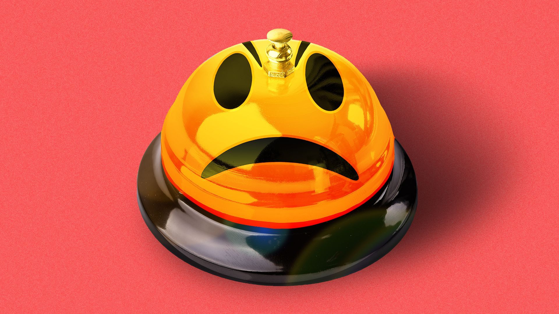 Illustration of a service bell with an angry emoji on the bell