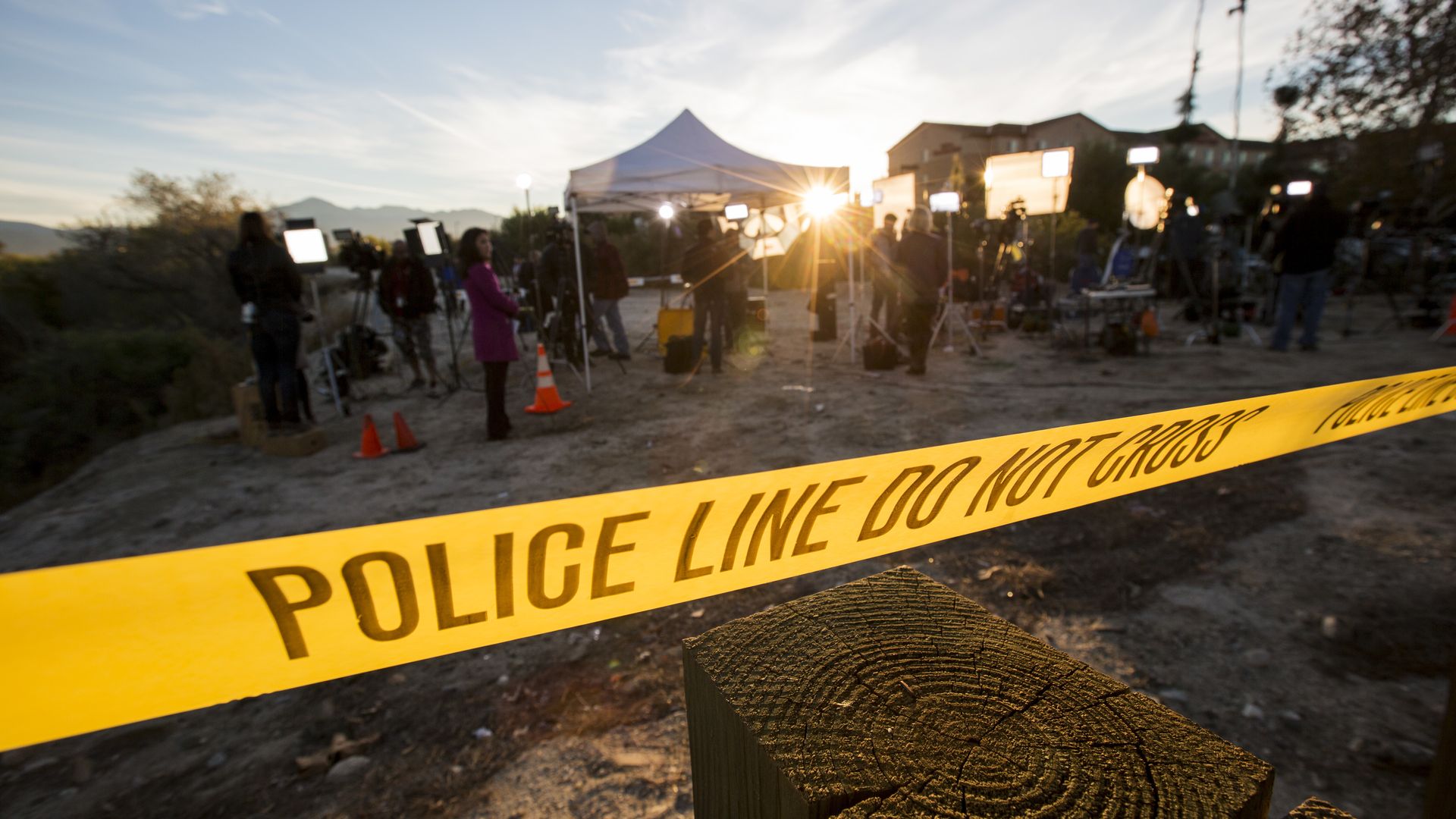 Yellow police tape at a crime scene