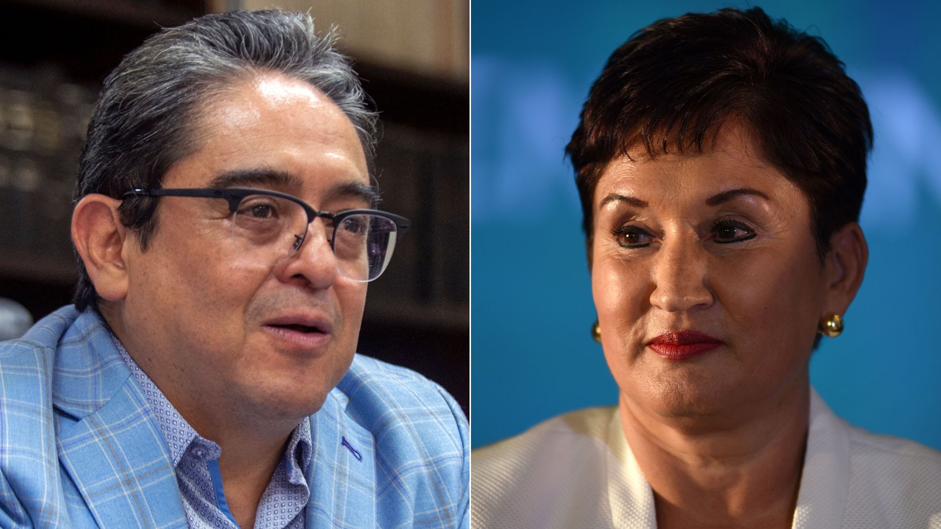 Side by side pictures of former Guatemalan human rights ombudsman Jordán Rodas and former Attorney General Thelma Aldana