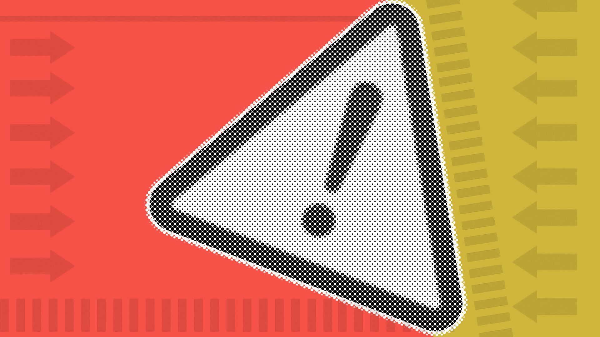 Illustration of an exclamation point sign contrasted with abstract ballot elements