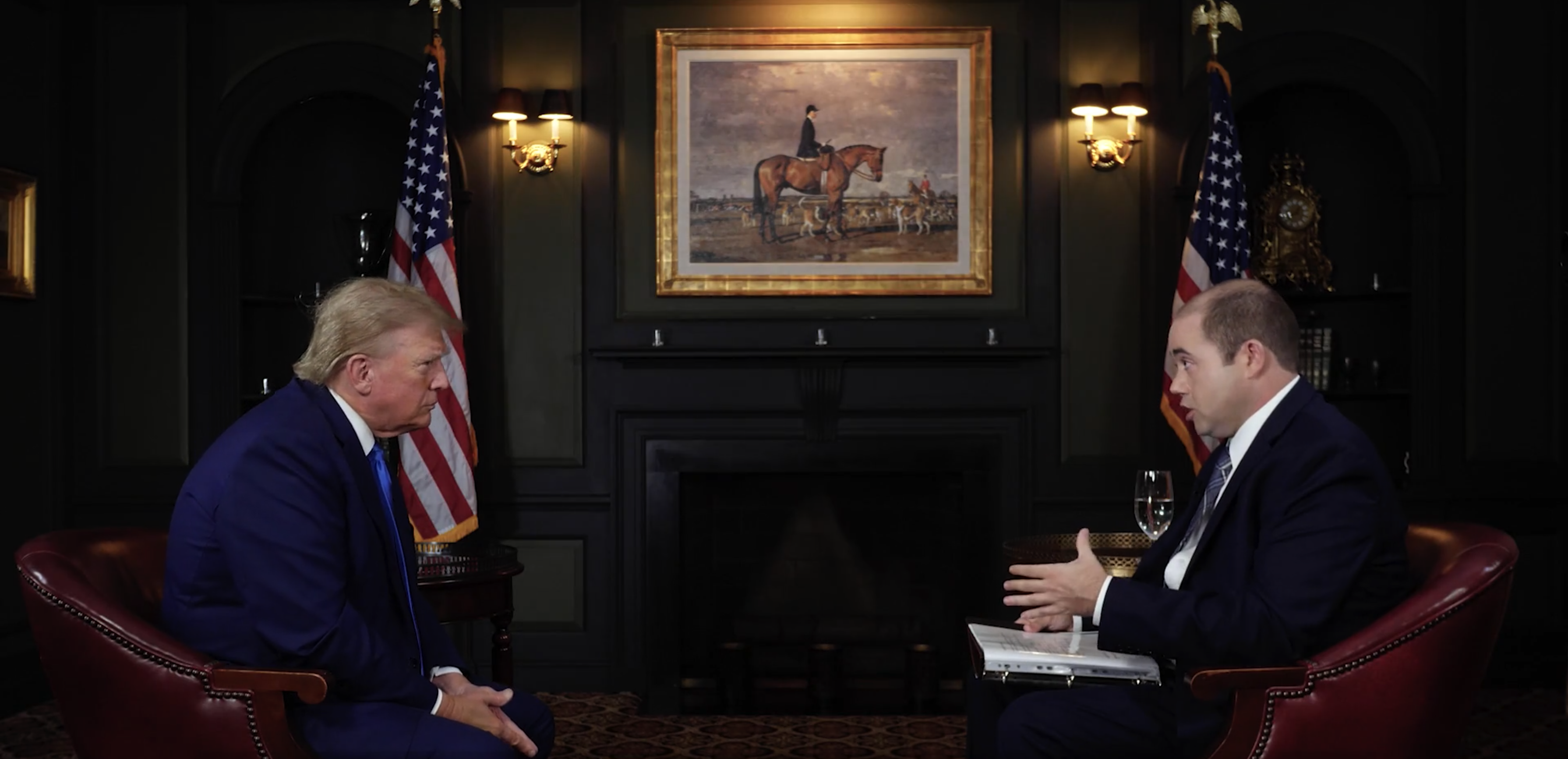 Breitbart's Matt Boyle interviews former President Trump at his club in Bedminister, N.J.