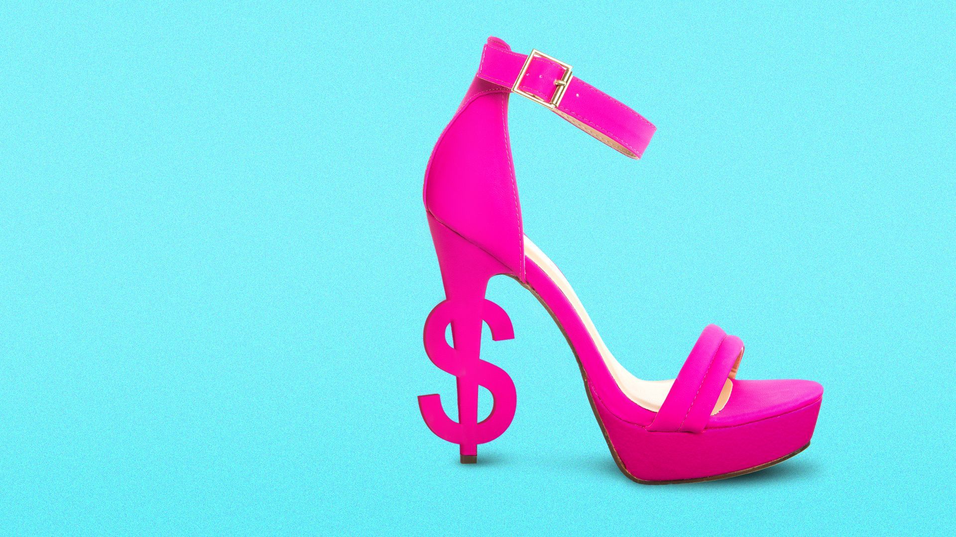 an illustration of a high heel shoe with a dollar sign formed on the heel
