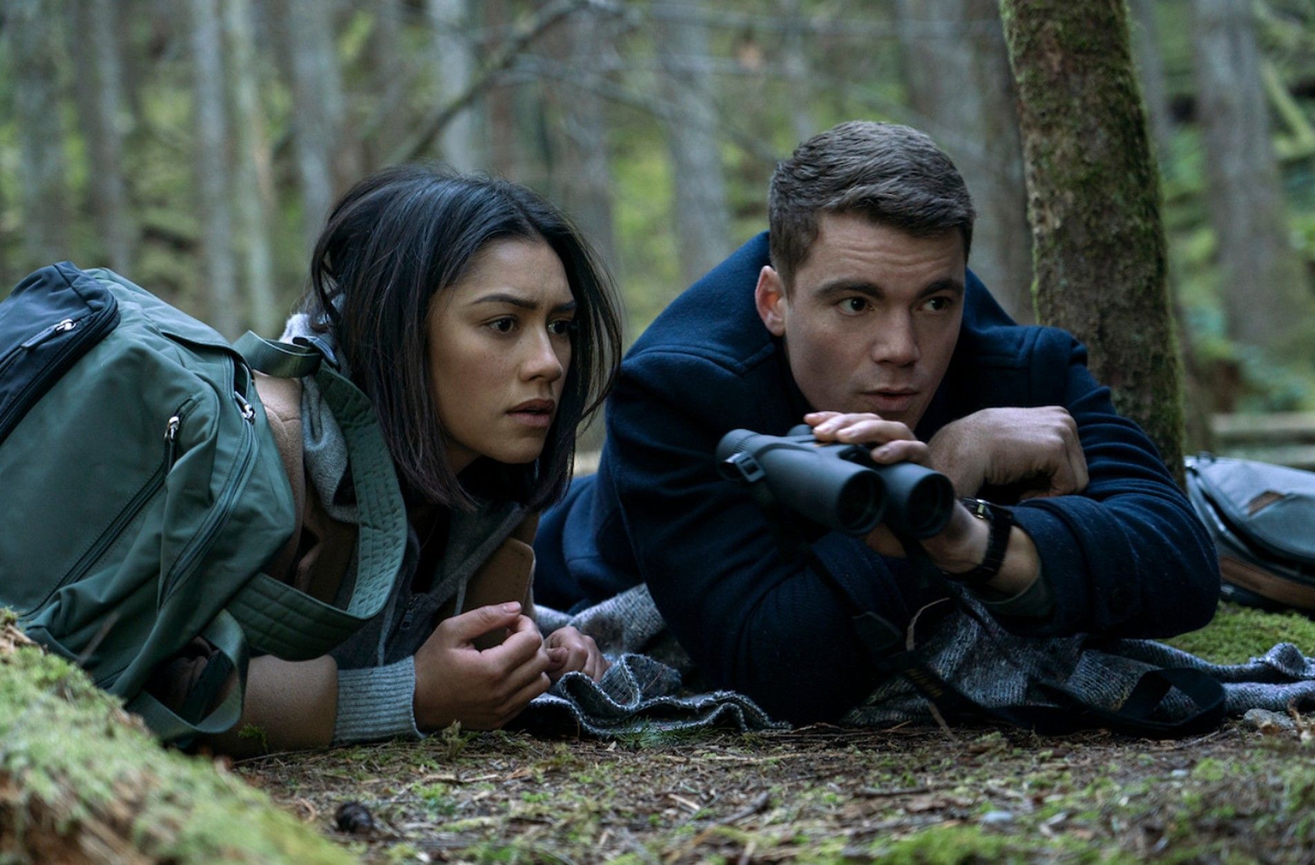 Luciane Buchanan as Rose Larkin and Basso as Peter Sutherland in "The Night Agent."