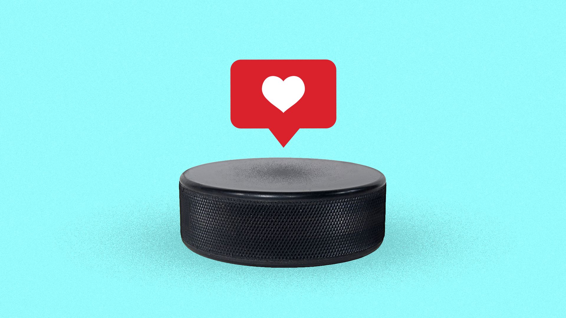 Illustration of a hockey puck with an Instagram like notification hovering above it