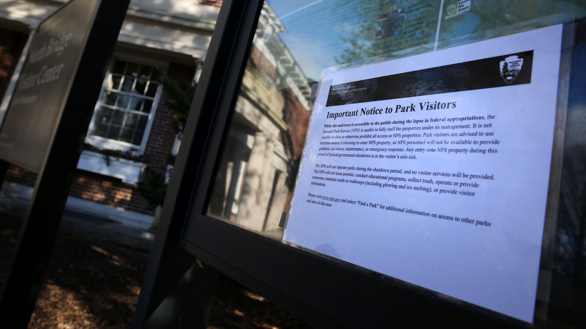 National Parks Service sign that's closed.