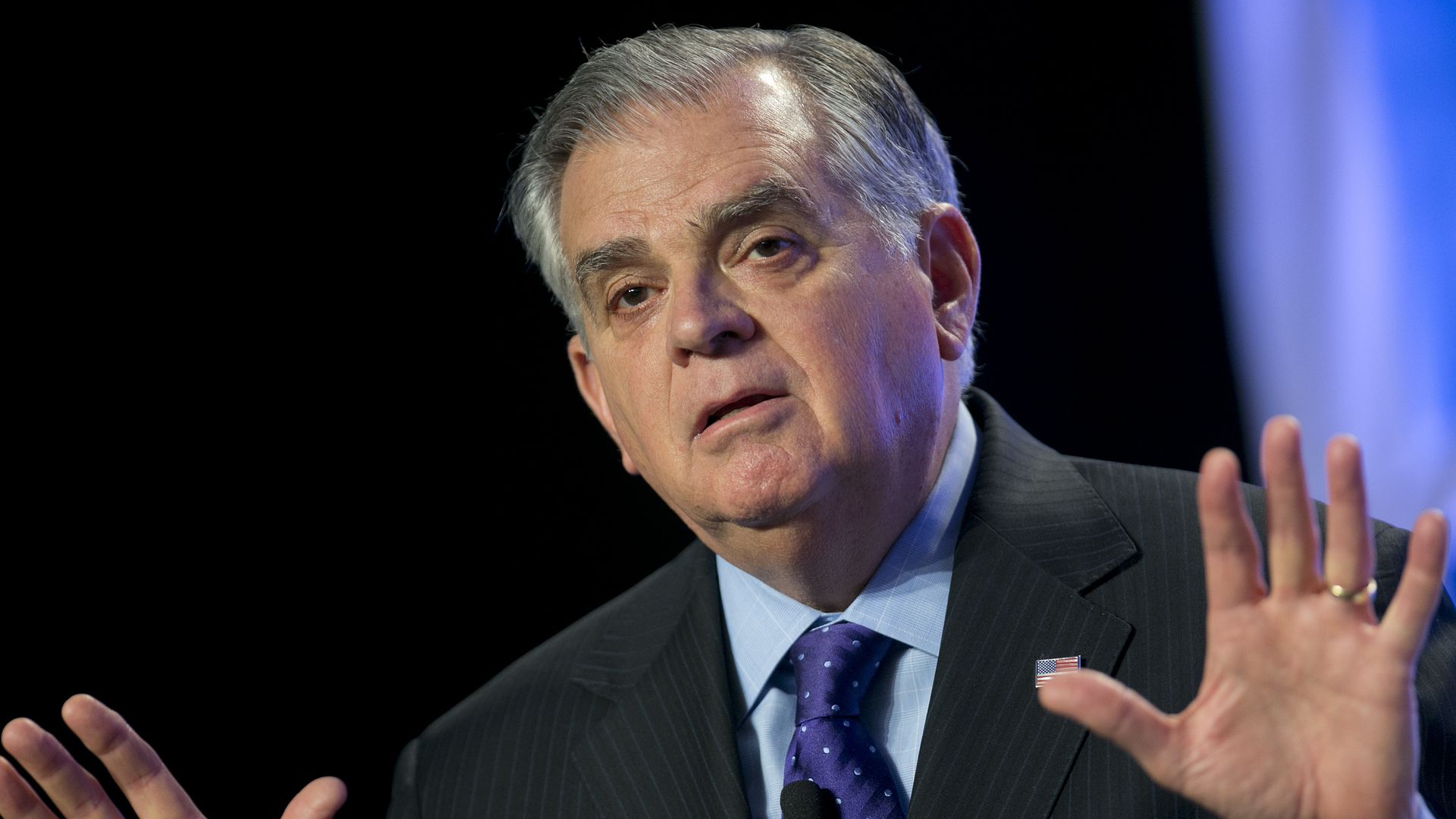 Ray LaHood, U.S. secretary of transportation, speaks during the U.S. Export-Import Bank annual conference in Washington, D.C., U.S., on Friday, April 5, 2013. 