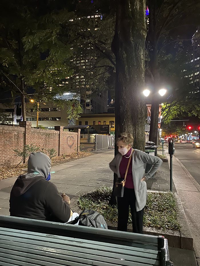 Pat Cotham feeding homeless on election day