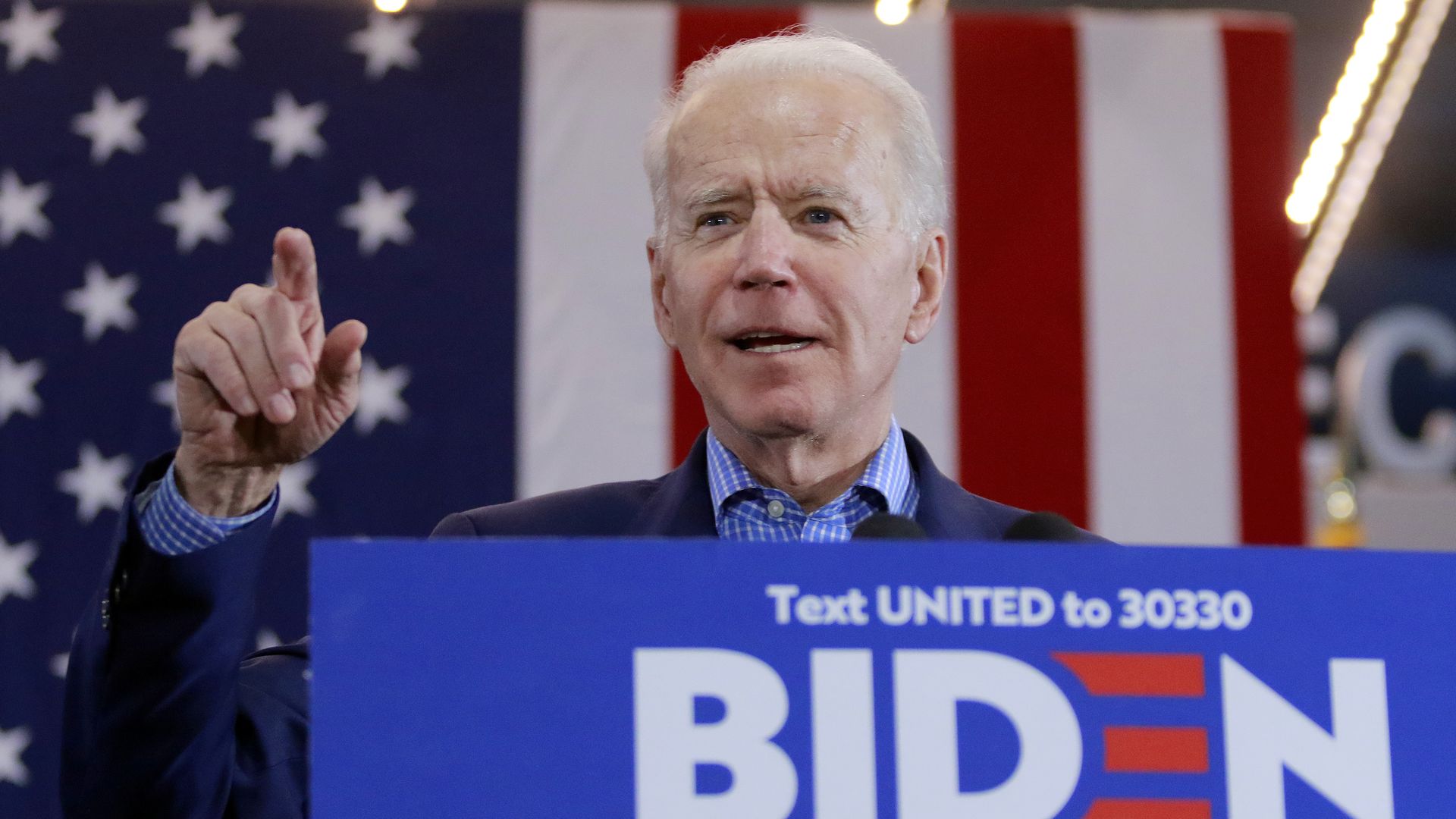Democratic presidential hopeful and former Vice President Joe Biden gestures as he speaks at a Nevada Caucus watch party on February 22, 2020, in Las Vegas