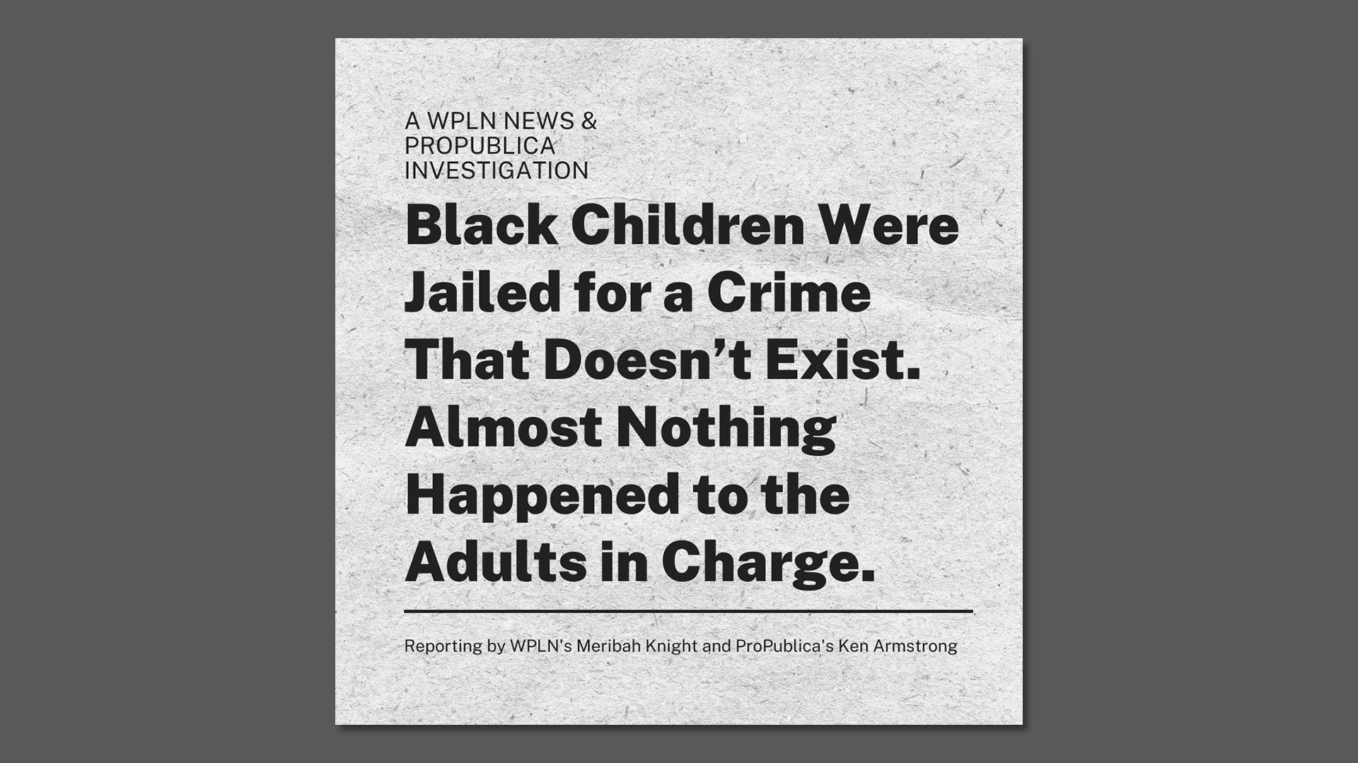 The headline for the WPLN and ProPublica investigation into Rutherford County.