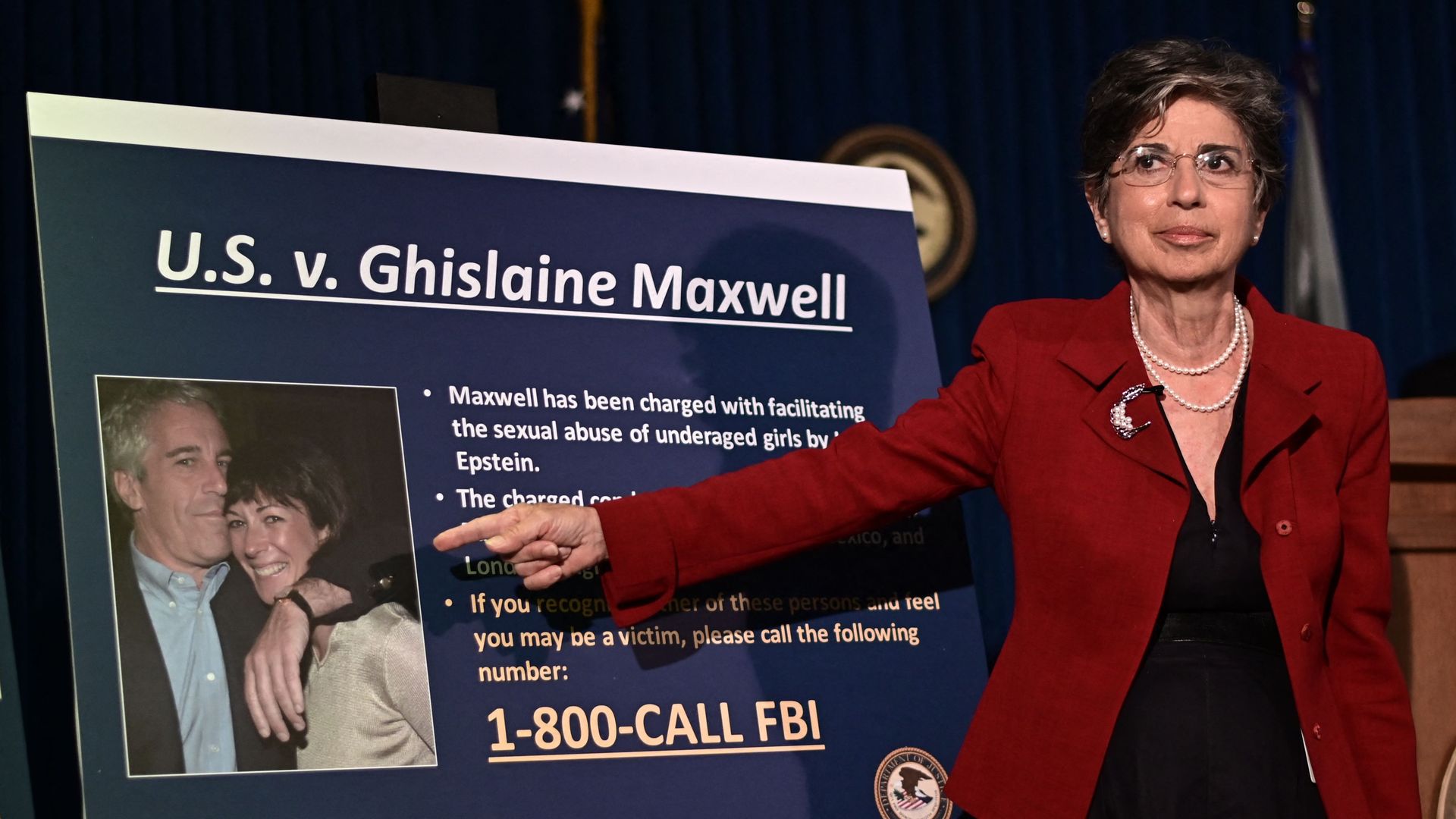 Acting US Attorney for the Southern District of New York, Audrey Strauss, announces charges against Ghislaine Maxwell during a July 2, 2020, press conference in New York City.