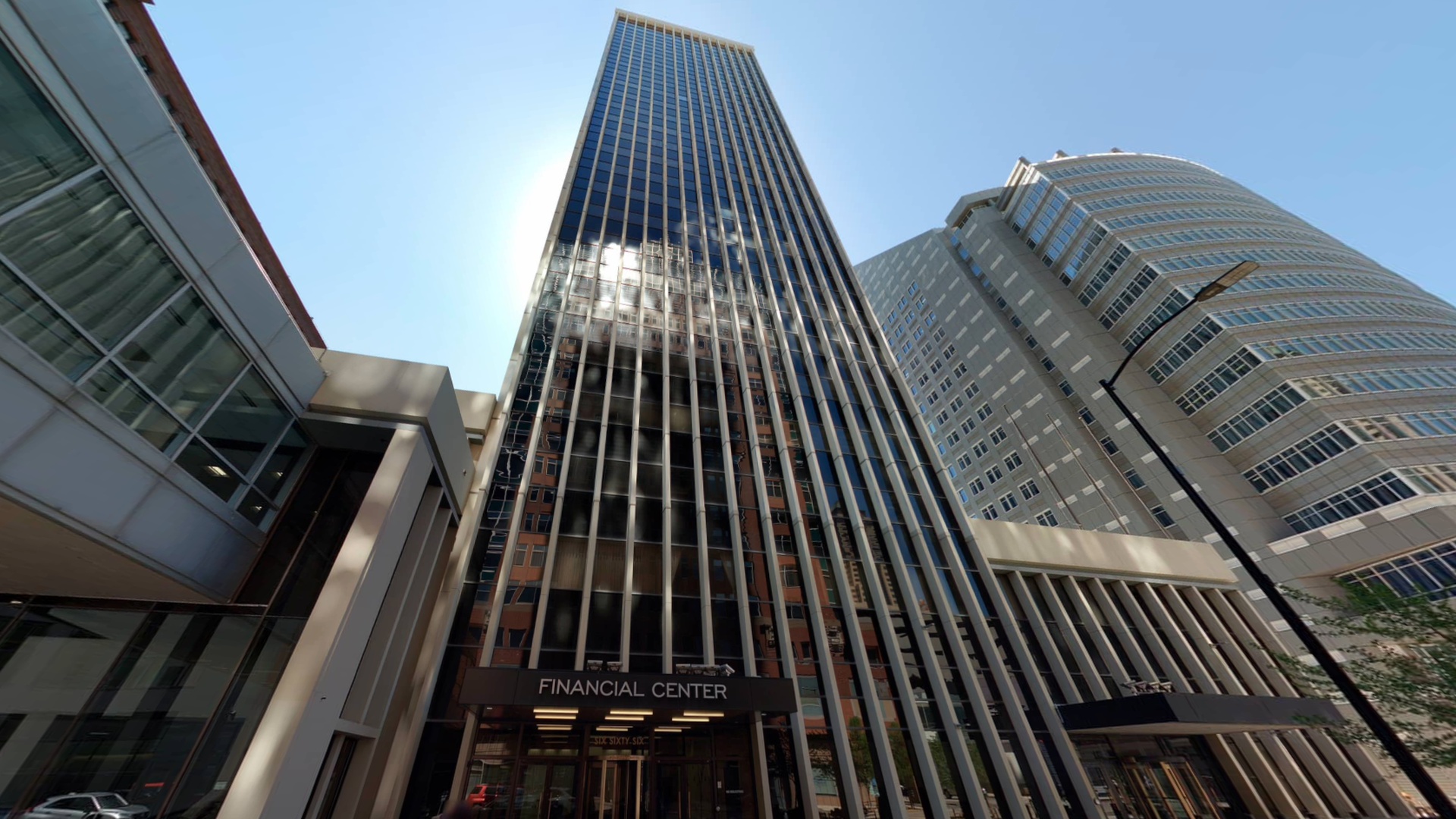 A photo of the Financial Center in downtown Des Moines.