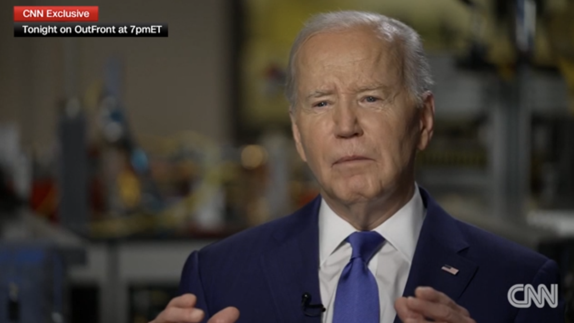 President Biden during his CNN interview with Erin Burnett.