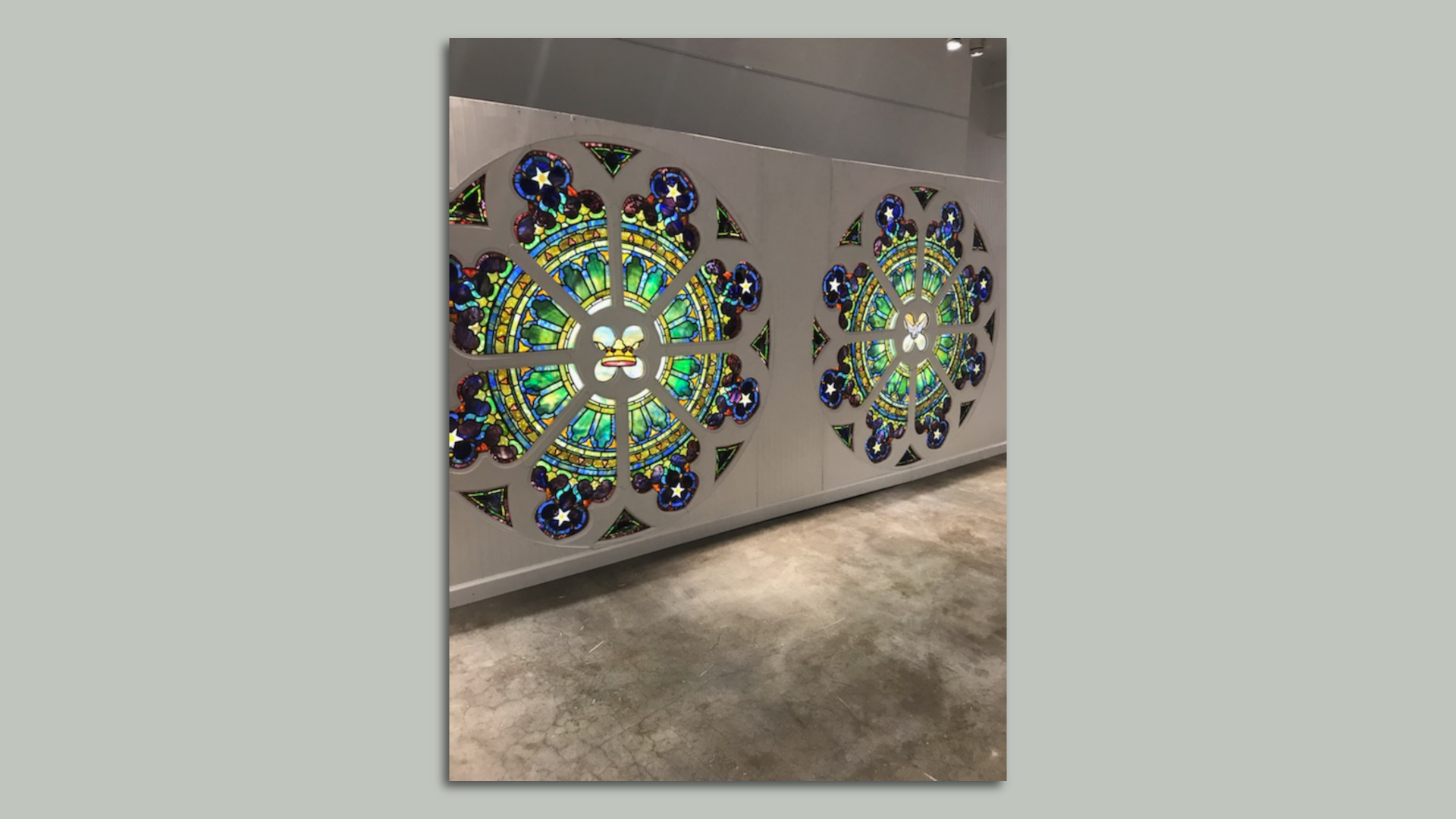 A pair of stained glass windows.