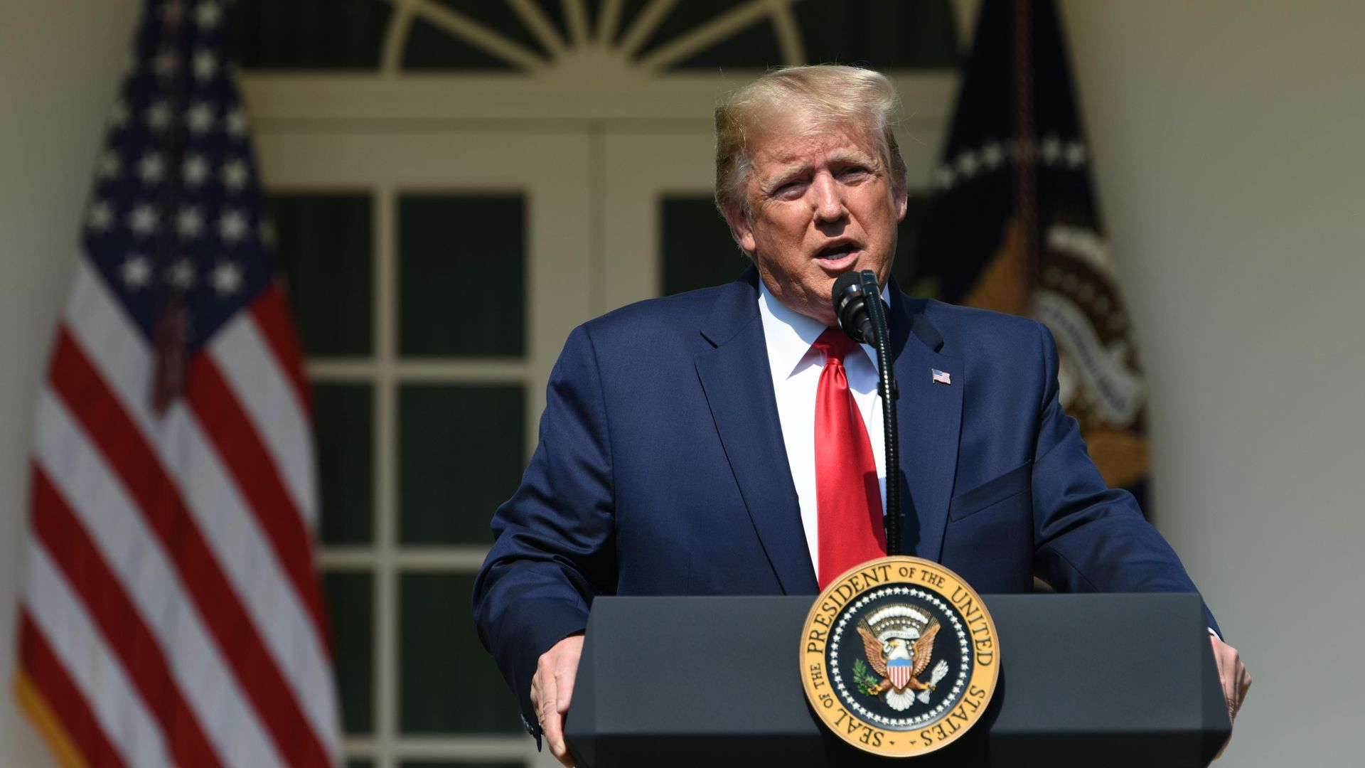 President Donald Trump speaks at the Rose Garden of the White House on July 29, 2019 in Washington, DC.